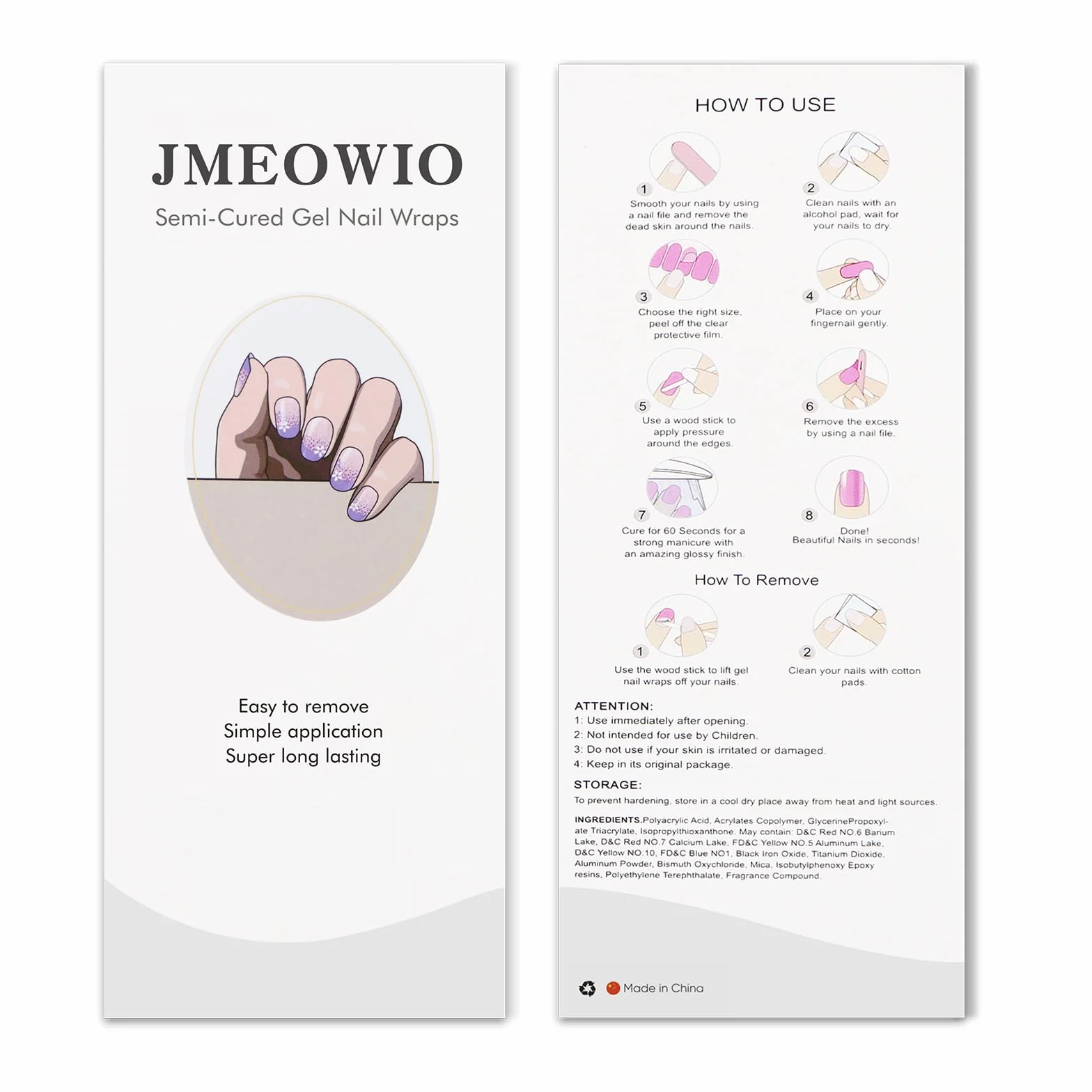 JMEOWIO Folia do paznokci UV utwardzana kwiatami gradientowa UV żel Nail Strips naklejki na paznokcie naklejki na paznokcie Nail Art dekoracja akcesoria do stylizacji paznokci