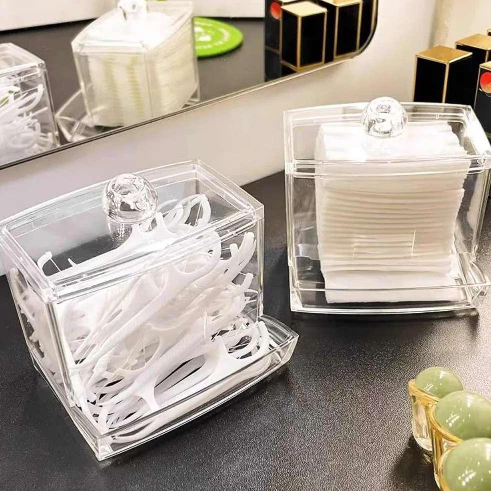 AUNMAS Waciki z końcówką Q-tip Box organizer do przechowywania kosmetyków przezroczysty dozownik plastikowy kanister przezroczysty uchwyt etui do domu