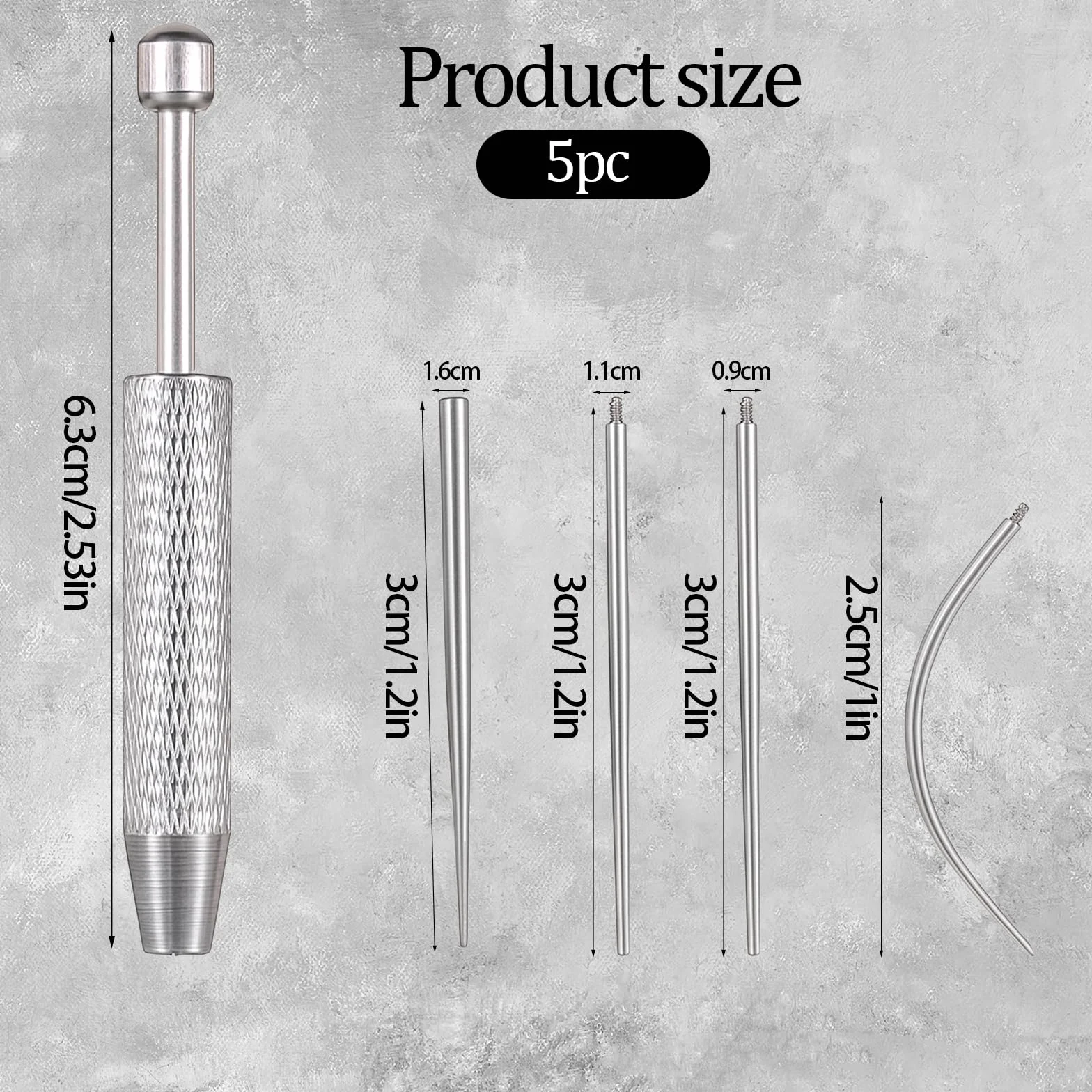 Kolczyki do piercingu 5 sztuk srebrne akcesoria z 1 kulką do uszu nosa