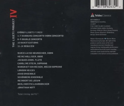 Ligeti Project Vol.4 Hamburg Concerto Double Concerto Requiem Ramifications