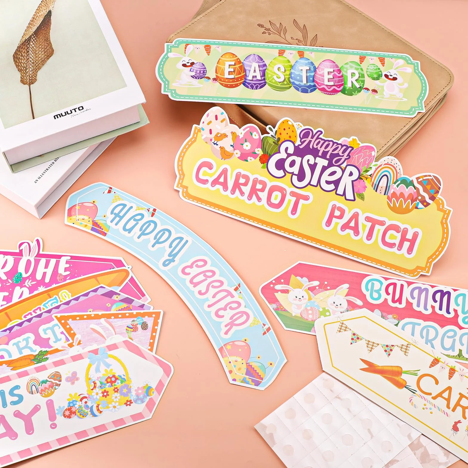 10szt Znaki Ogrodowe Happy Easter Egg Hunt Arrow, Różne Zabawne Wzory, Znaki Kierunkowe do Gier Egg Hunt dla Dzieci Rodziny Przyjaciół Wielkanoc Trawnik Dom Polowanie na Prezenty