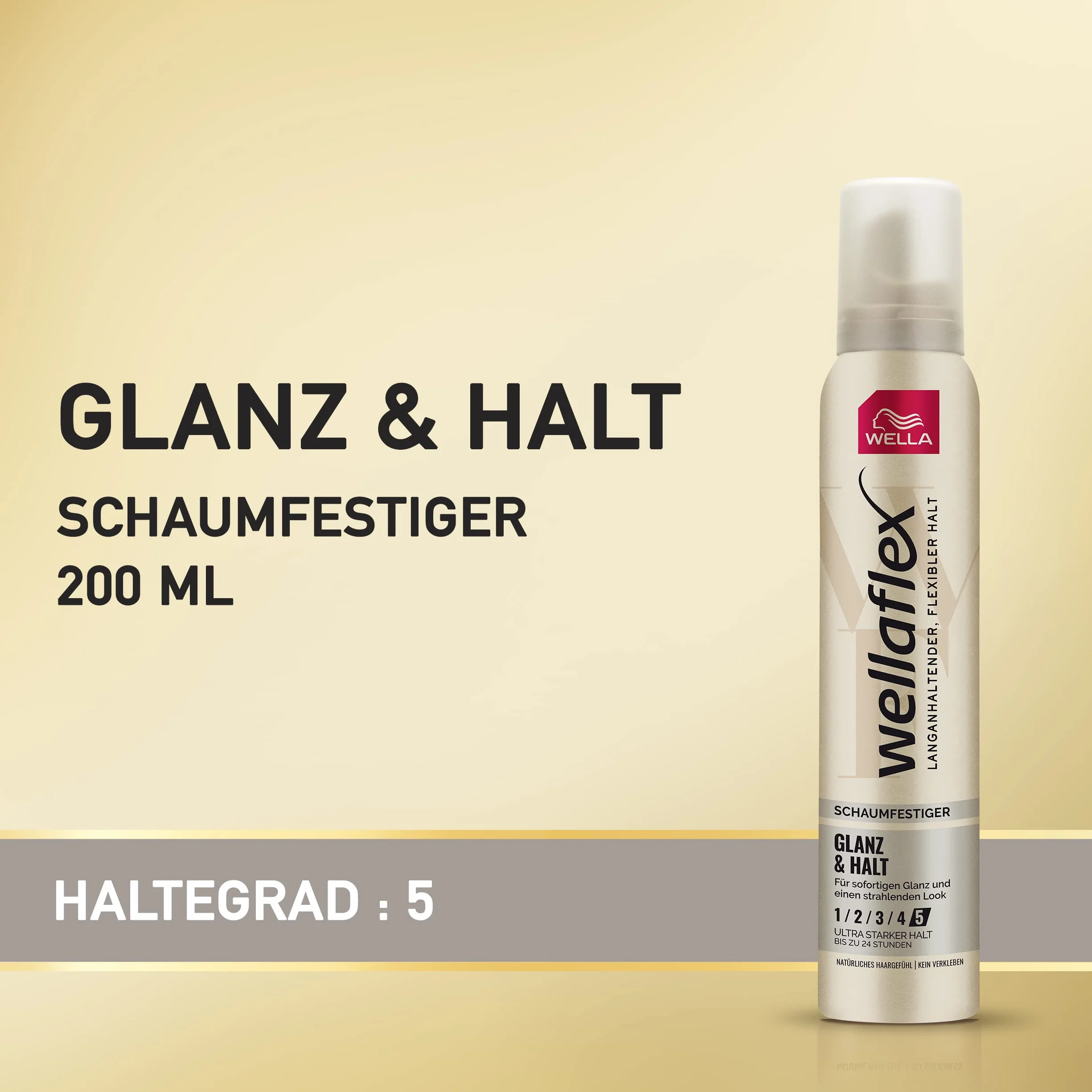 Wella flex Foam festiger Shine & Hold pianka do włosów zapewnia mocne trzymanie przez 24 godziny bez sklejania – przyjazna dla skóry głowy, formuła bez silikonu zapewnia więcej połysku włosów – z