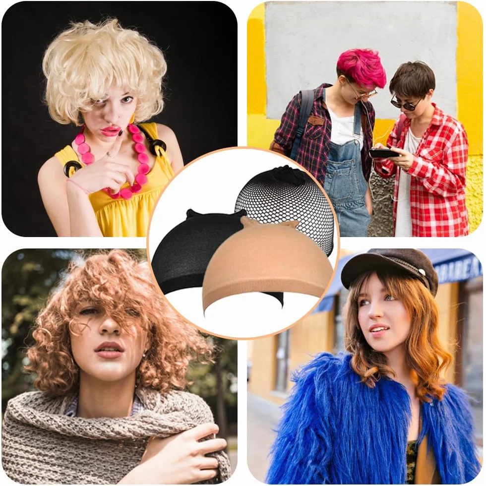 10 sztuk czapek z siatki do włosów, czapka unisex z peruką, czapka z peruką dla mężczyzn i kobiet, peruka damska, peruka wig, siatka na perukę, bald cap wig (beżowa x 4 szt., czarna x 6 szt.)