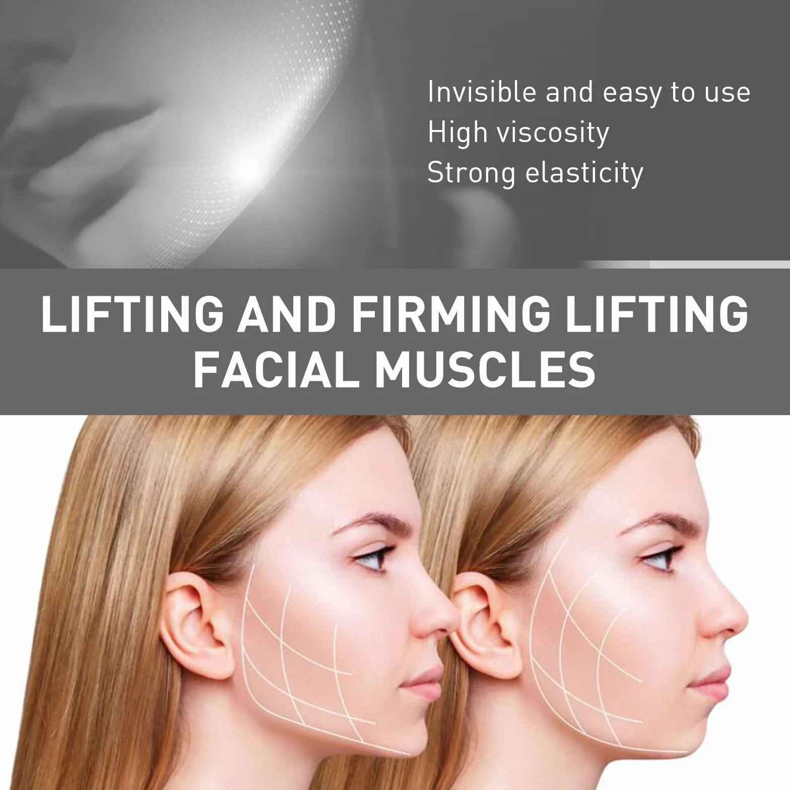 Moguri 80 sztuk taśm samoprzylepnych Facelift, niewidoczna, do liftingu twarzy, natychmiastowego liftingu, na policzki, podwójny podbródek, oczy