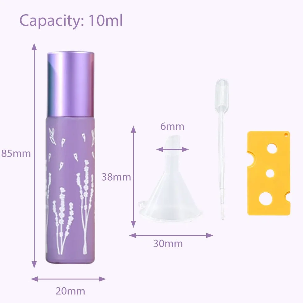 Szklane butelki z kulkami ze stali nierdzewnej 10 ml, zestaw 8 sztuk, przenośne, do olejków eterycznych