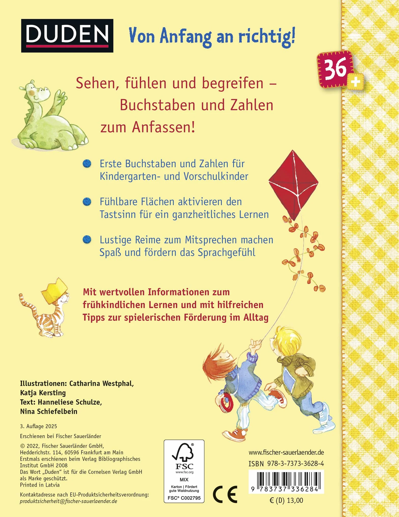 Duden 36+: A bis Z und 1 bis 10: Mit Fühllack zum Tasten und Begreifen | Buchstaben und Zahlen lernen für Kinder ab 3 Jahren