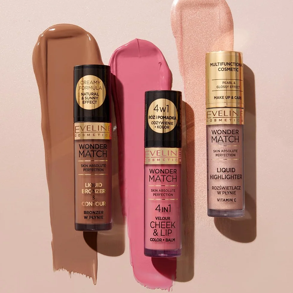 Eveline Cosmetics Wonder Match płynny bronzer – ultralekka kremowa formuła do wszystkich rodzajów i odcieni skóry, łatwe zastosowanie, długotrwałe wykończenie, dostępna w dwóch odcieniach