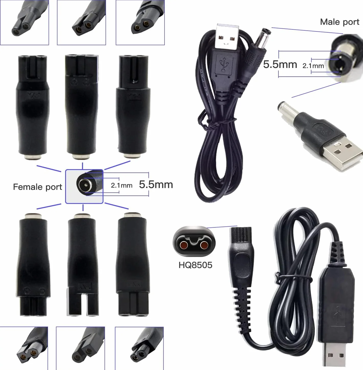 Kabel USB do maszynki do strzyżenia, przewód zasilający DC