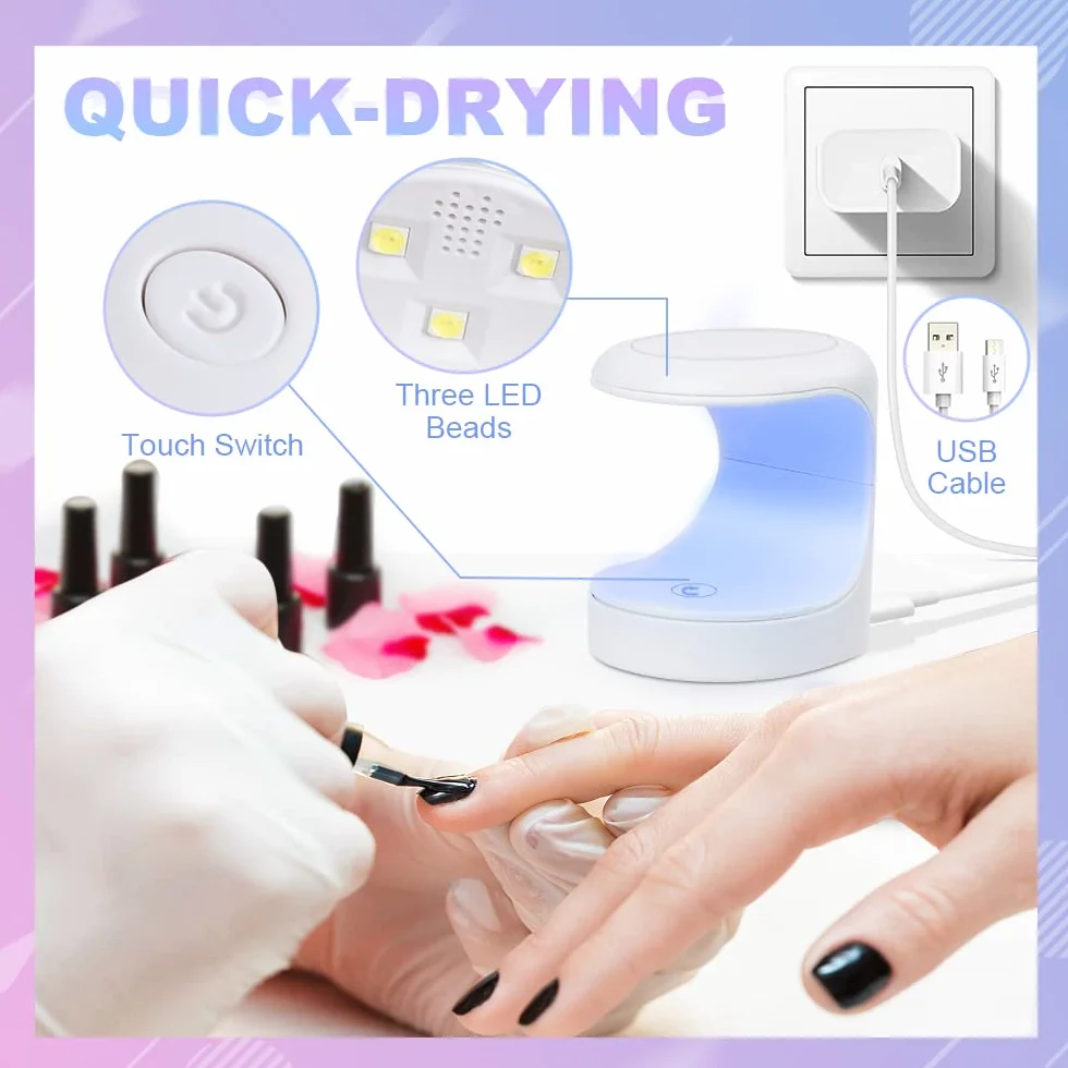 URAQT Mini Led Lampa do Paznokci, 16W Przenośne Lampy USB LED UV, Profesjonalna Lampa do Paznokci LED z USB i 2 Timerami (60s, 120s), do Paznokci do Domu i Salonu Manicure