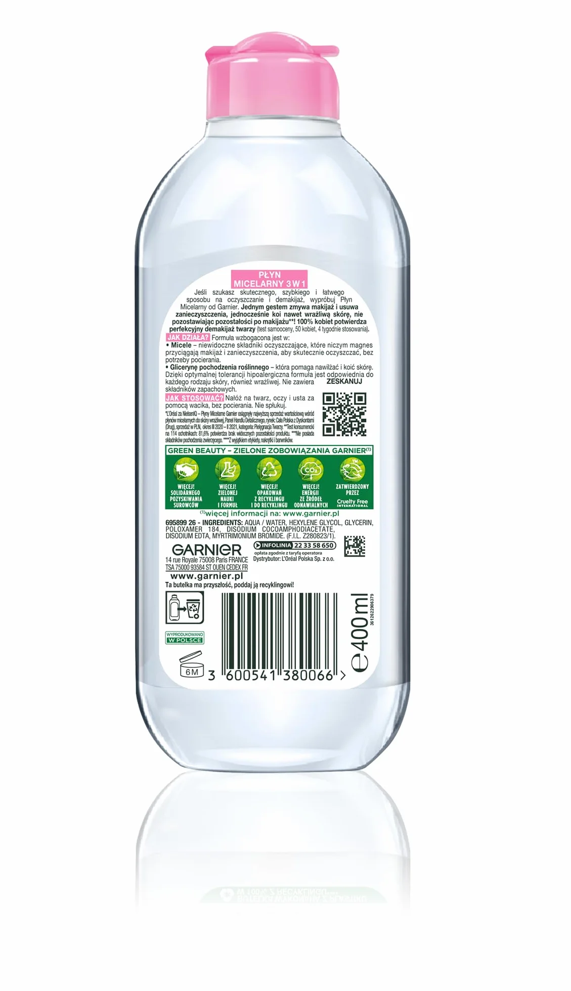 Garnier Skin Naturals Płyn Micelarny 3w1 dla skóry wrażliwej 400 ml