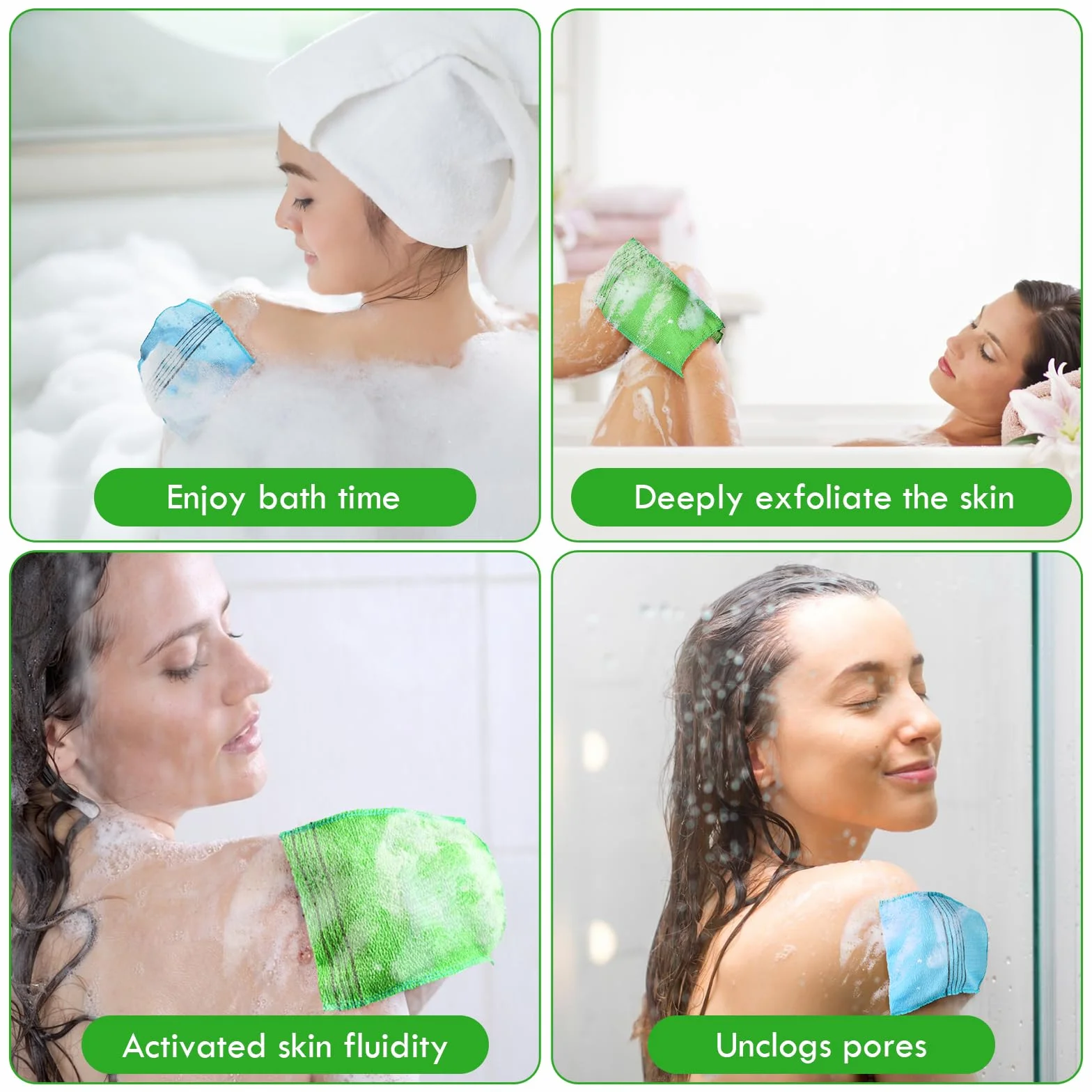 URAQT Koreańska rękawica do peelingu, 5 szt. gąbka do peelingu ciała, rękawica do peelingu ciała, peeling do ciała rękawice do głębokiego czyszczenia usunąć martwą skórę odciski