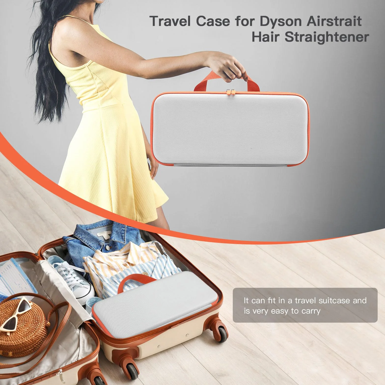 Twarde Etui Podróżne Do Prostownicy Dyson Airstrait HT01, Przenośna Torba Do Przechowywania, Szary, Large