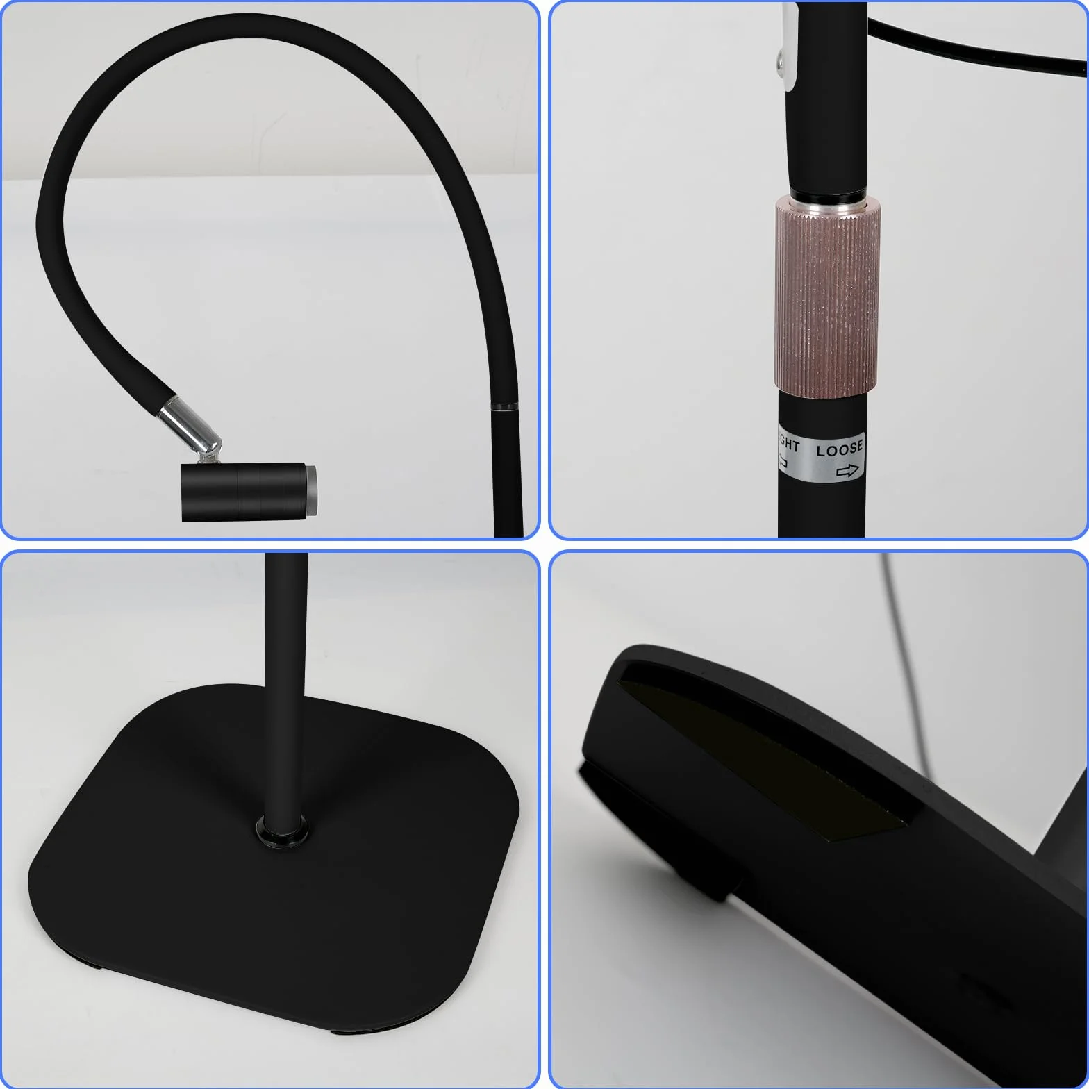 Lampa LED UV 6 W USB do utwardzania klejem UV, fioletowe światło, dotykowa, ściemnianie, czarna