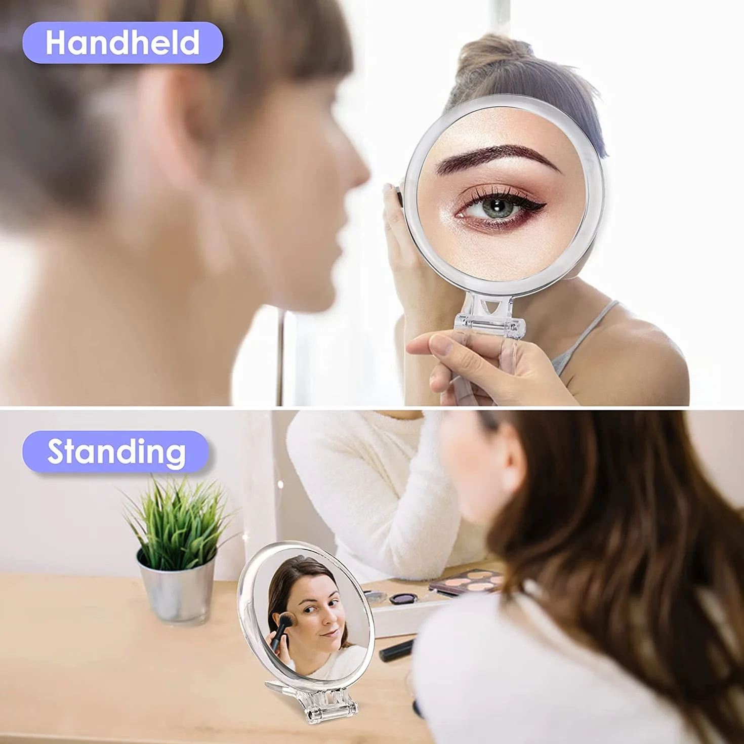B Beauty Planet Dwustronne lusterko powiększające 15 cm powiększenie 20x 1x przenośne