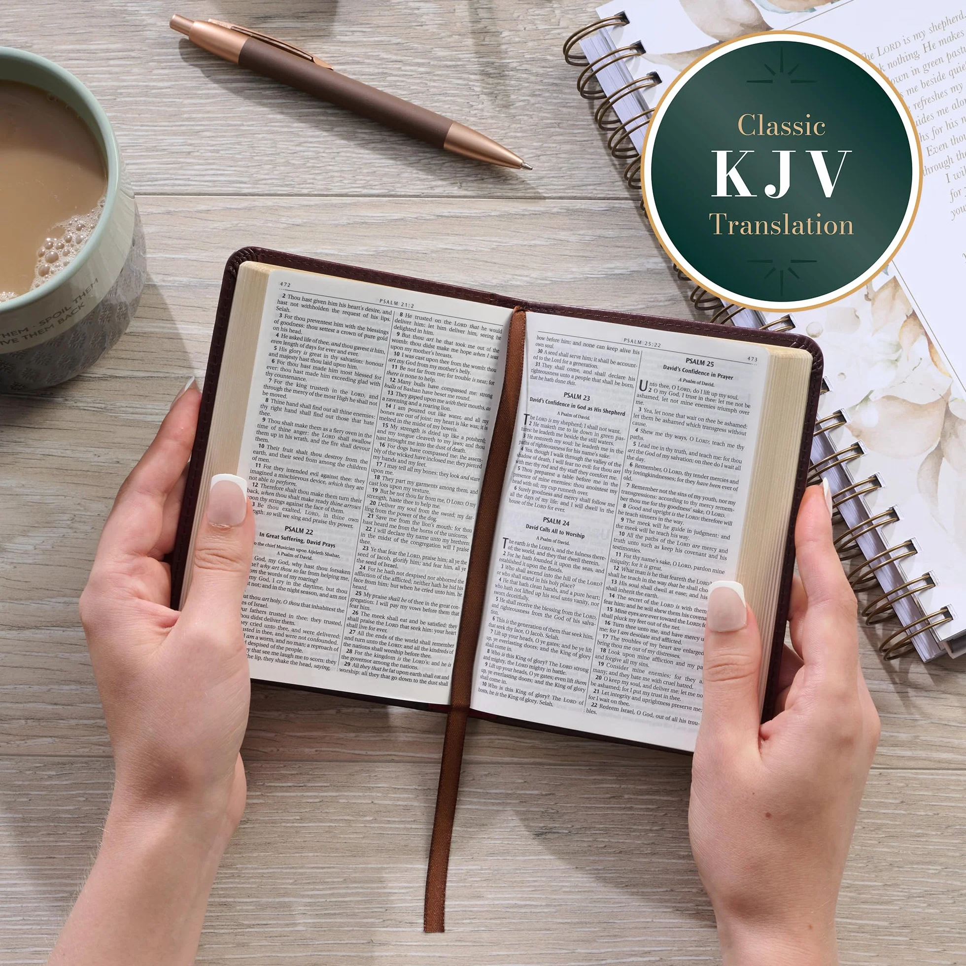 KJV Holy Bible, Mini Pocket Size, Faux Leather Red Letter Edition - Ribbon Marker, King James Version, Burgundy