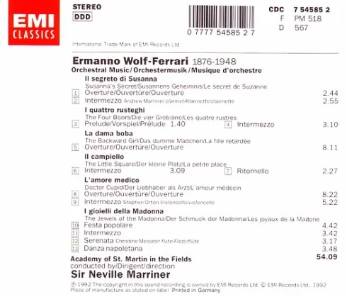 Wolf Ferrari : Orchestral music