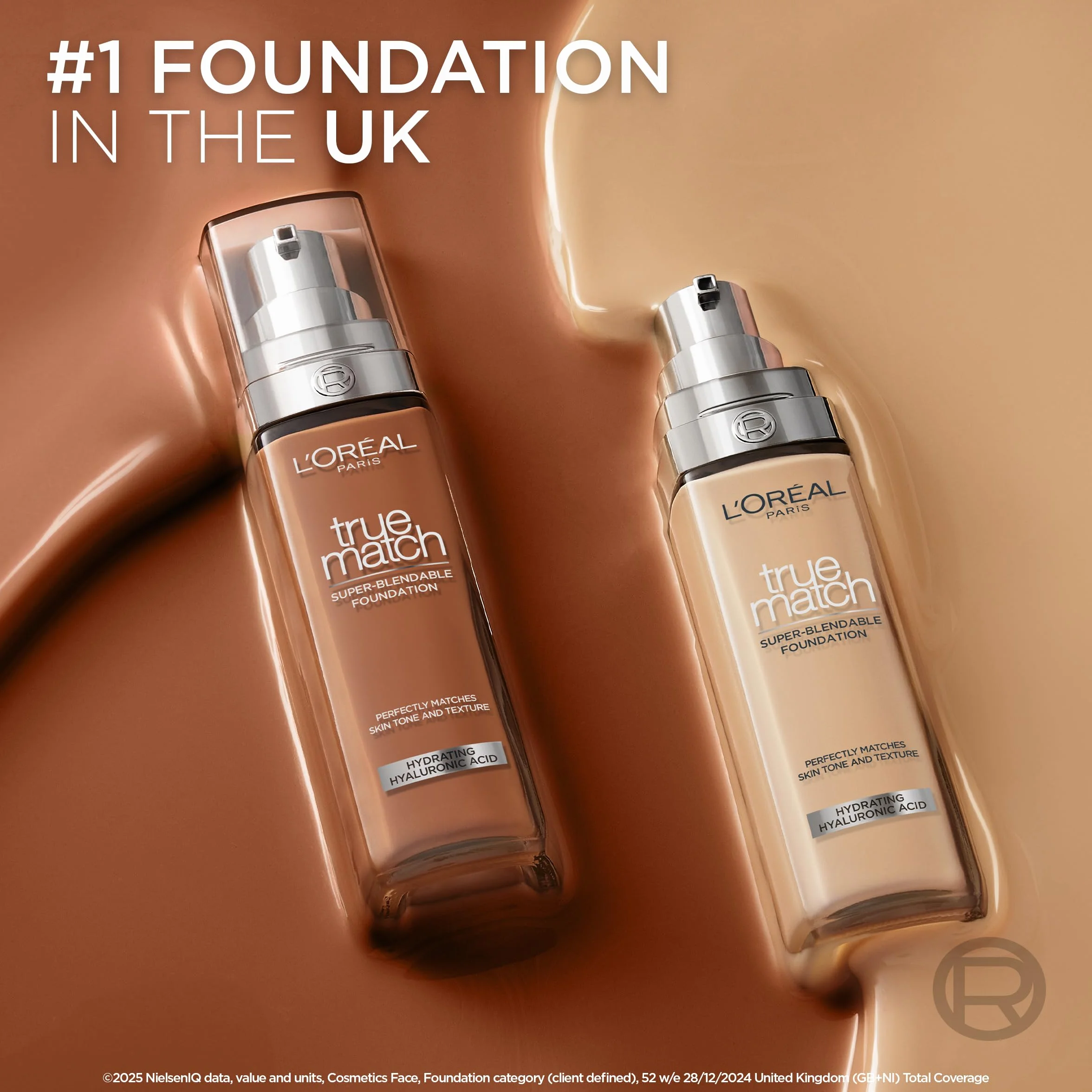 L'Oréal Paris True Match trwały podkład do twarzy w płynie, pielęgnujący z kwasem hialuronowym, SPF 17, 4.D/4.W Golden Natural, 30 ml