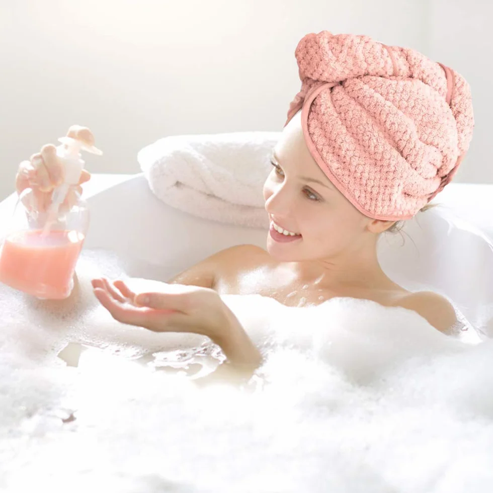 Ręcznik turban do włosów 4-pak ręczników do suszenia włosów, super chłonny turban z guzikami do szybkiego suszenia.