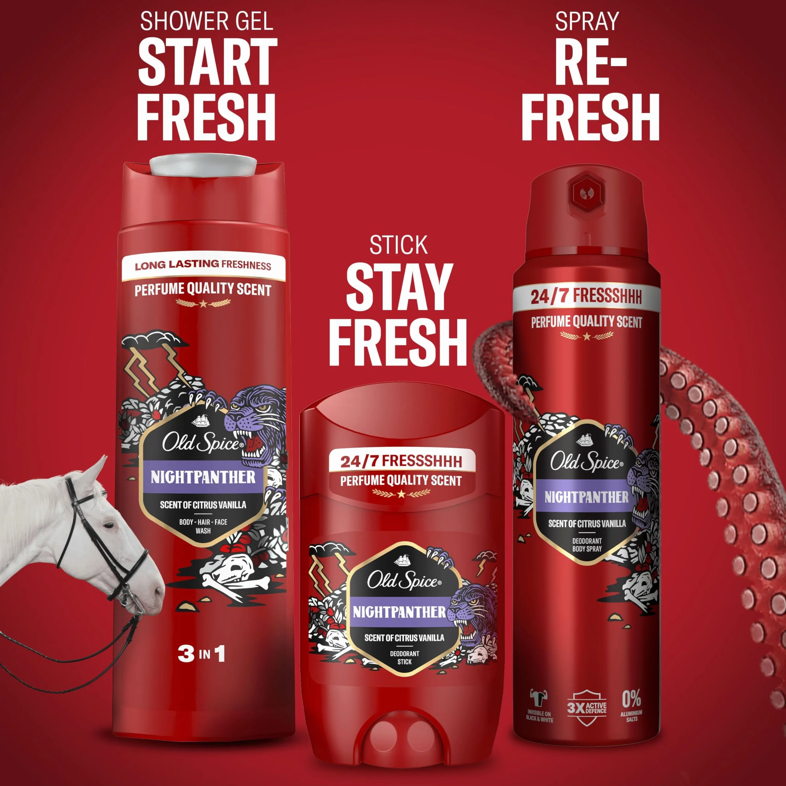 Old Spice Night Panther Dezodorant w sztyfcie dla mężczyzn 50ml, świeżość 24/7 przy codziennym stosowaniu, niewidoczny na czarno-białych ubraniach