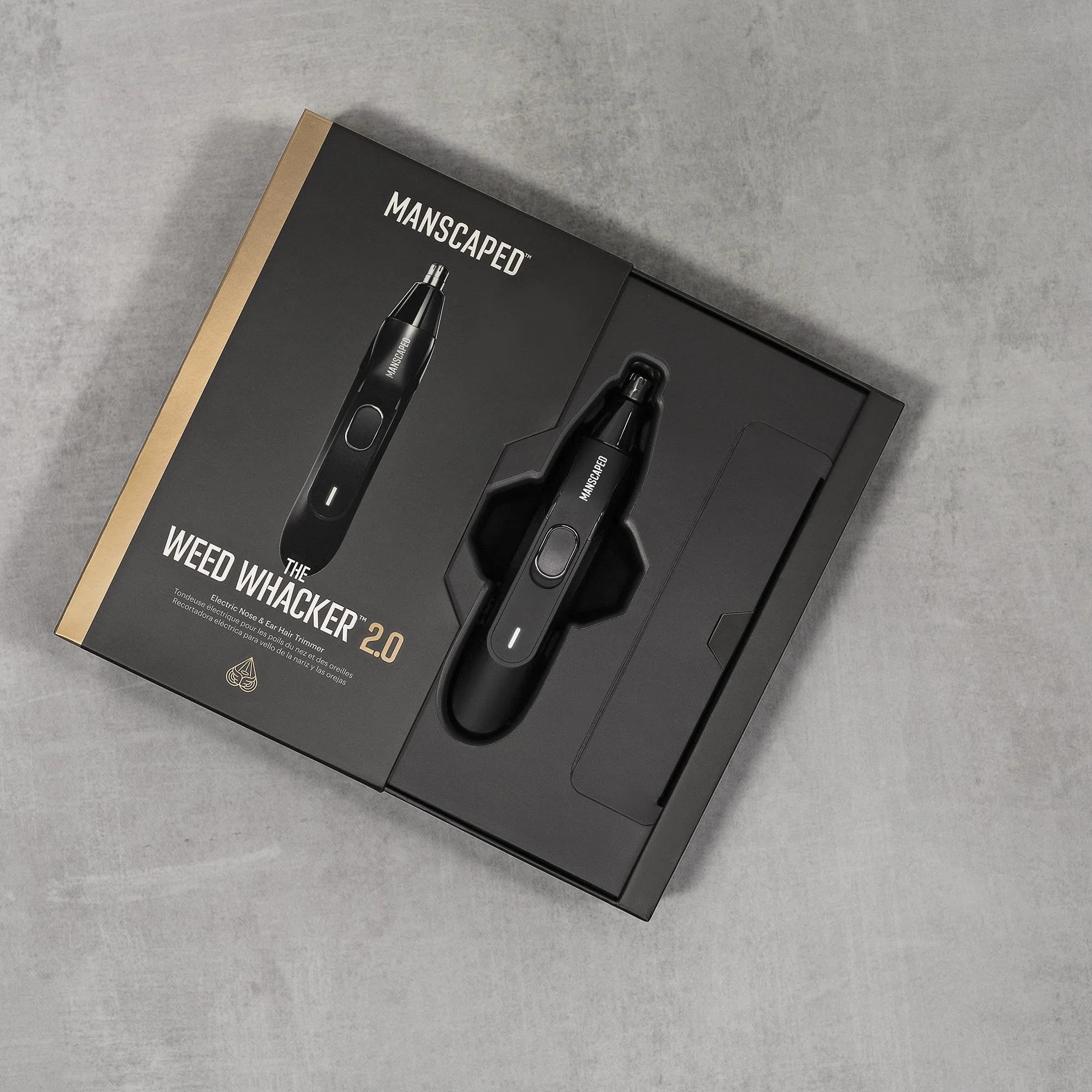 MANSCAPED® Weed Whacker® 2.0 Elektryczny trymer do włosów w nosie i uszach, precyzyjne narzędzie z akumulatorem, na mokro/na sucho, ostrze ze stali nierdzewnej
