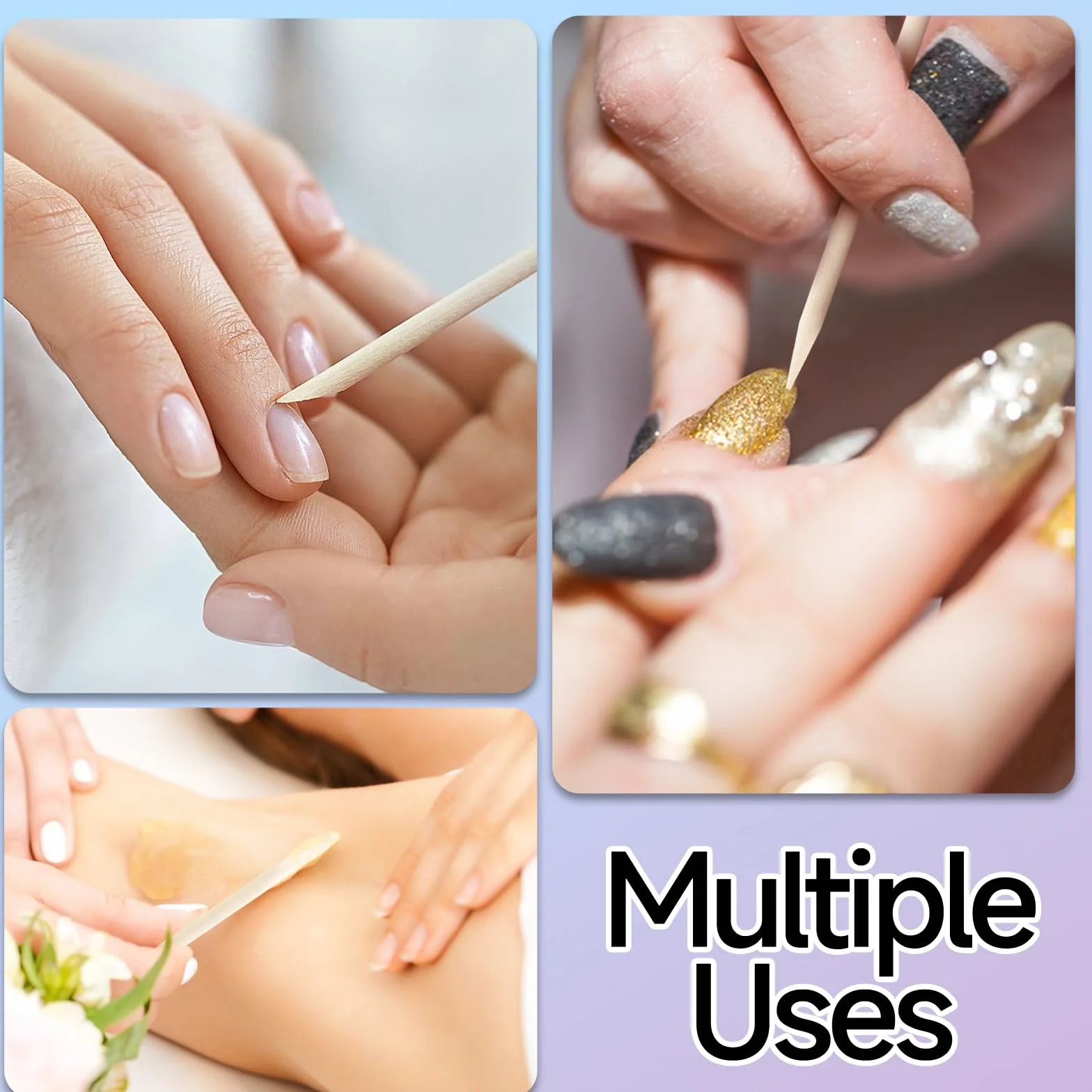 cobee 200 szt. pomarańczowych patyczków do paznokci, 7,6 cm, wielofunkcyjne, do skórek, szlifowania, manicure, pedicure, narzędzie do manicure i pedicure