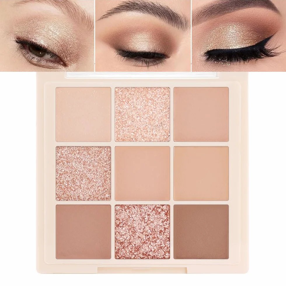 #03 paleta cieni do powiek, 9 naturalnych cieni do powiek, paleta naturalnych cieni do powiek, neutralne, jasne kolory, trwałe, naturalnie wyglądające