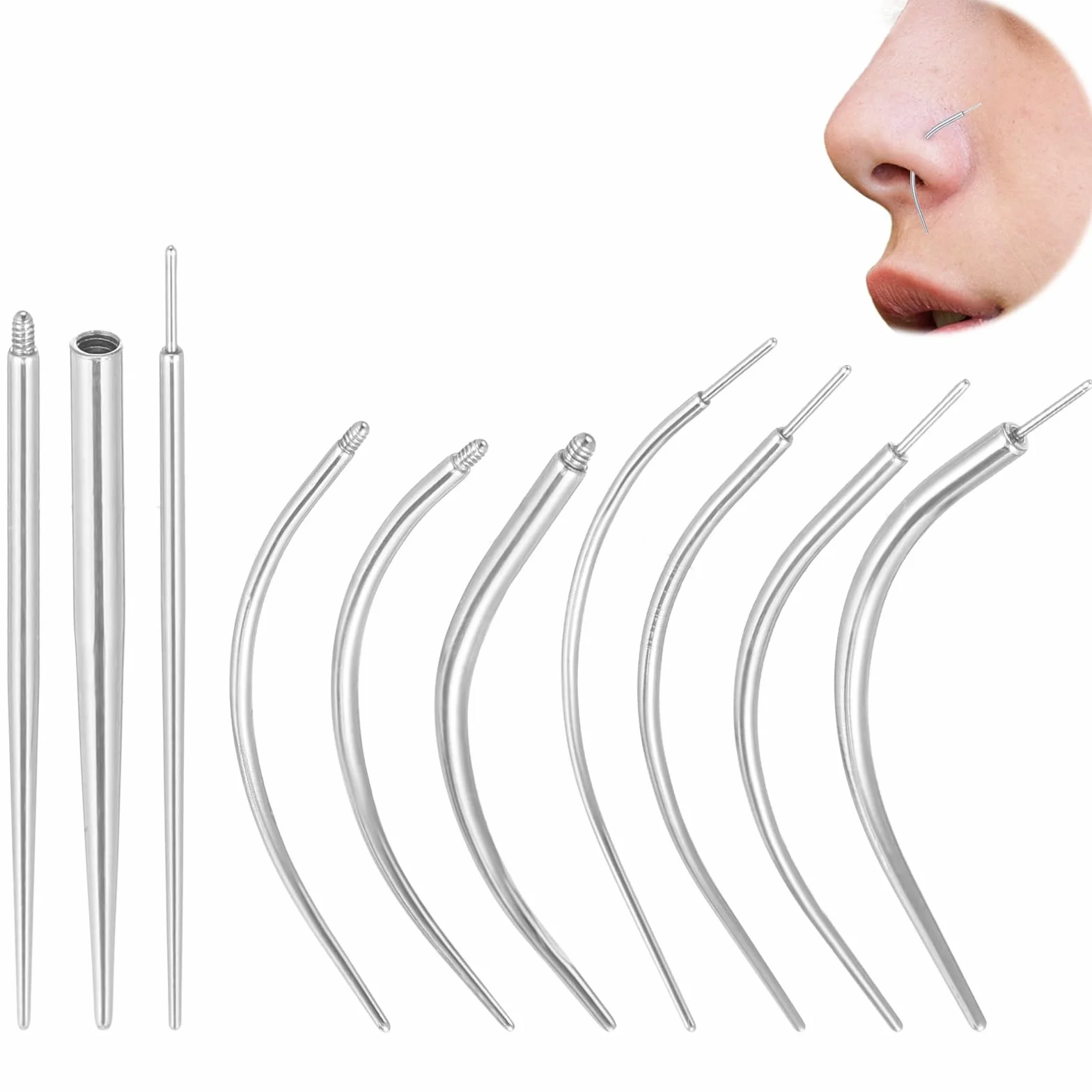 Zestaw 10 igieł do piercingu ze stali chirurgicznej 14g 16g 18g stal nierdzewna