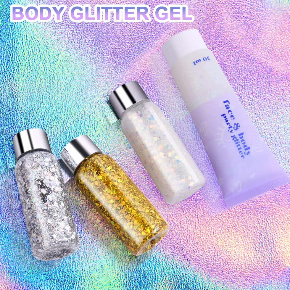 URAQT Żel brokatowy do ciała Chunky Glitter Gel Body Lotion brokatowy płynny cień do powiek cekiny syrenki