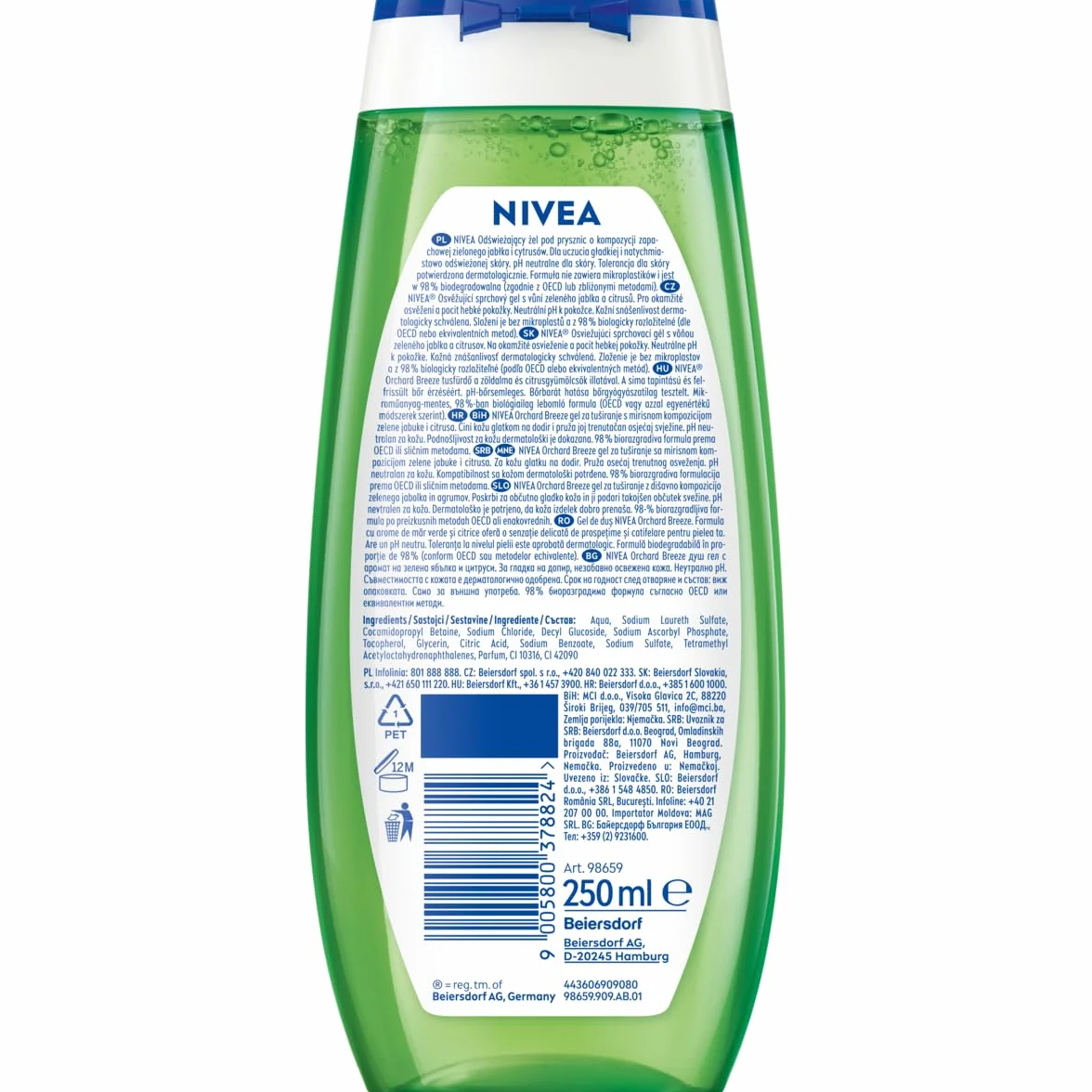 NIVEA Odświeżający żel pod prysznic Orchard Breeze jabłko cytrusy 250 ml