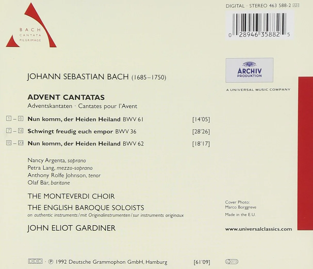 J.S. Bach: Cantatas Bwv 36, 61, 62 (Gardiner)