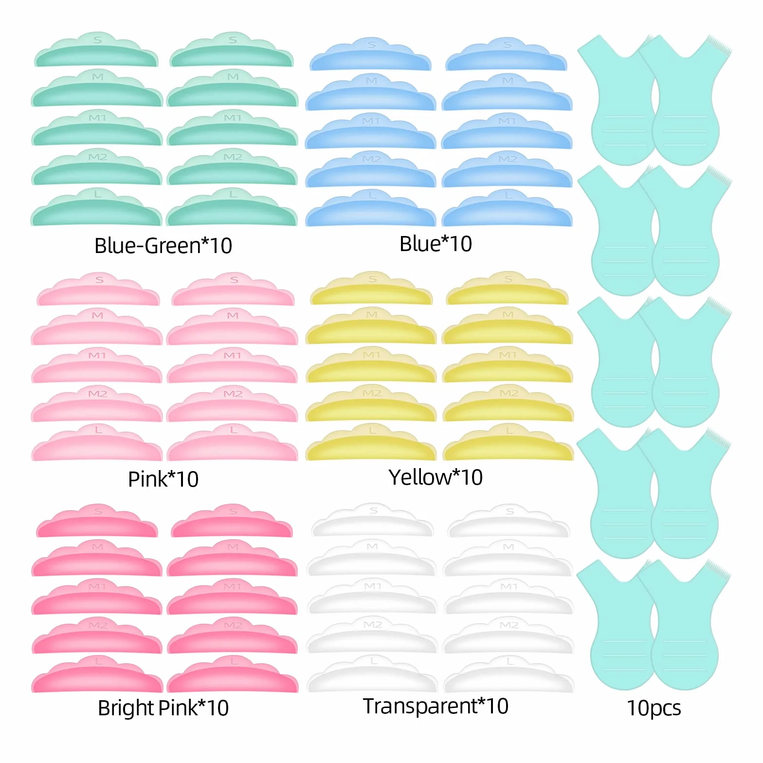 ATOMUS 60PCS Eyelash Perming Silicone Pads Eyelash Lift Perming Curler Shield Pads with 10PCS Y Shape Eyelash Brush