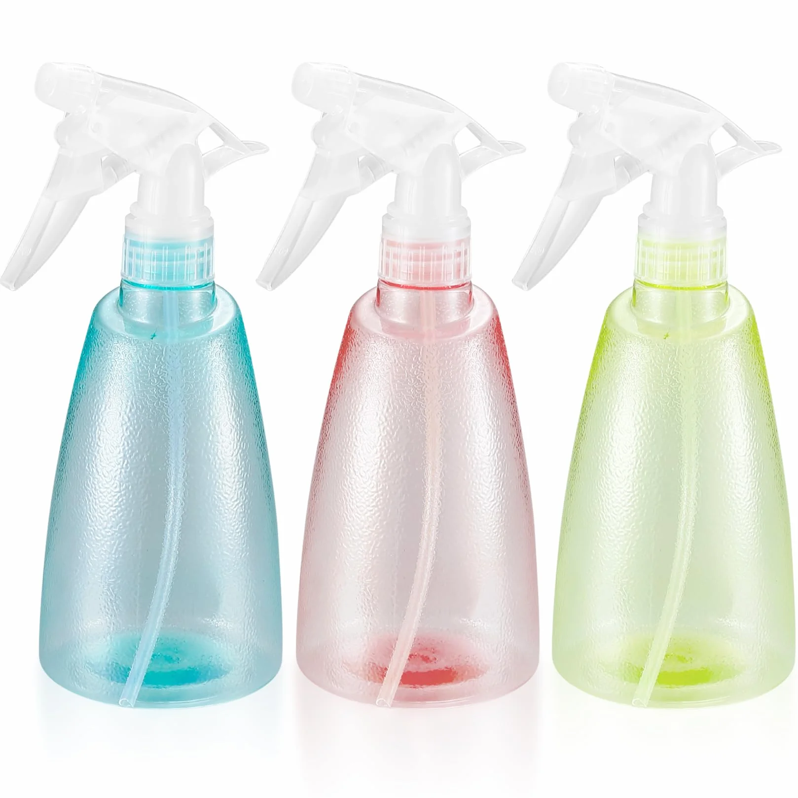 3 sztuki butelek z rozpylaczem 500 ml, rozpylacz wody do roślin, plastikowe butelki z rozpylaczem, mister do natryskiwania do czyszczenia domu, ogrodu, fryzjera, roślin, kwiatów – różowy/zielony/żółty
