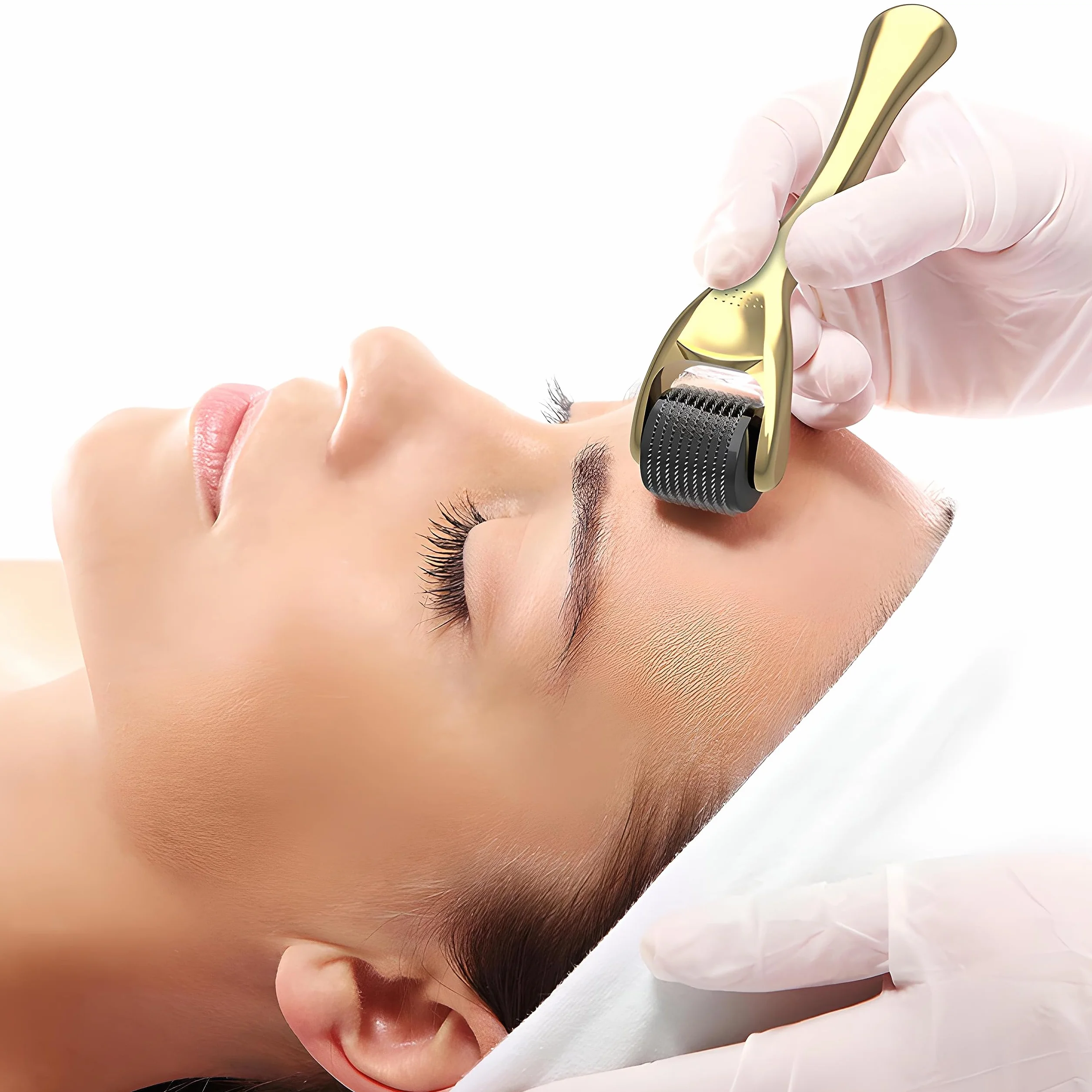 Retoo Derma roller, wałek do mikronakłuwania, porost brody, wałek do mikroigieł z 3 długościami igieł: 0,5, 1, 1,5mm mikroigłowy wałek derma do twarzy, ciała, przeciwstarzeniowy, przeciwzmarszczkowy