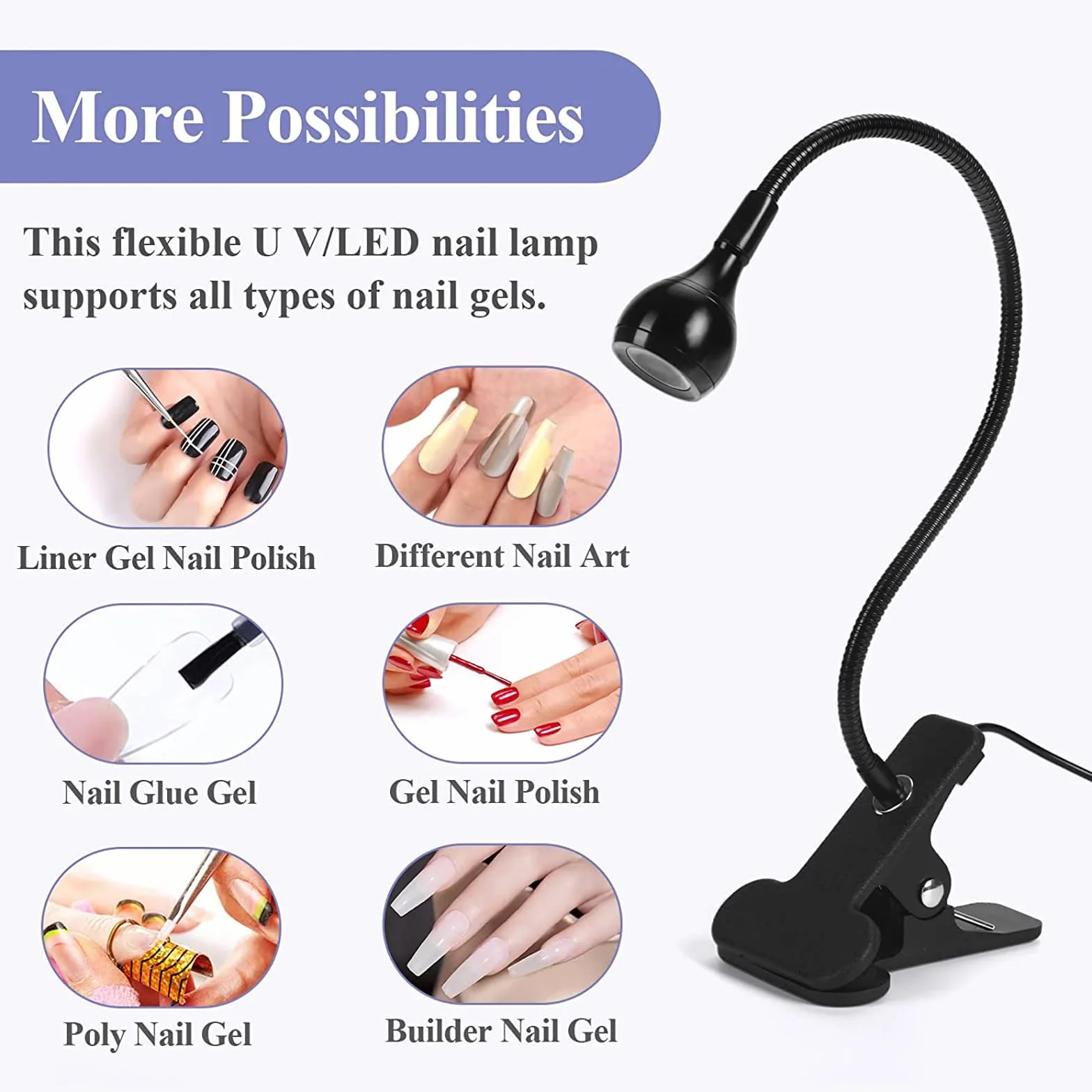 Lampa LED UV do Paznokci z Klipsem Zabezpieczającym - Narzędzie do Manicure Żelowego