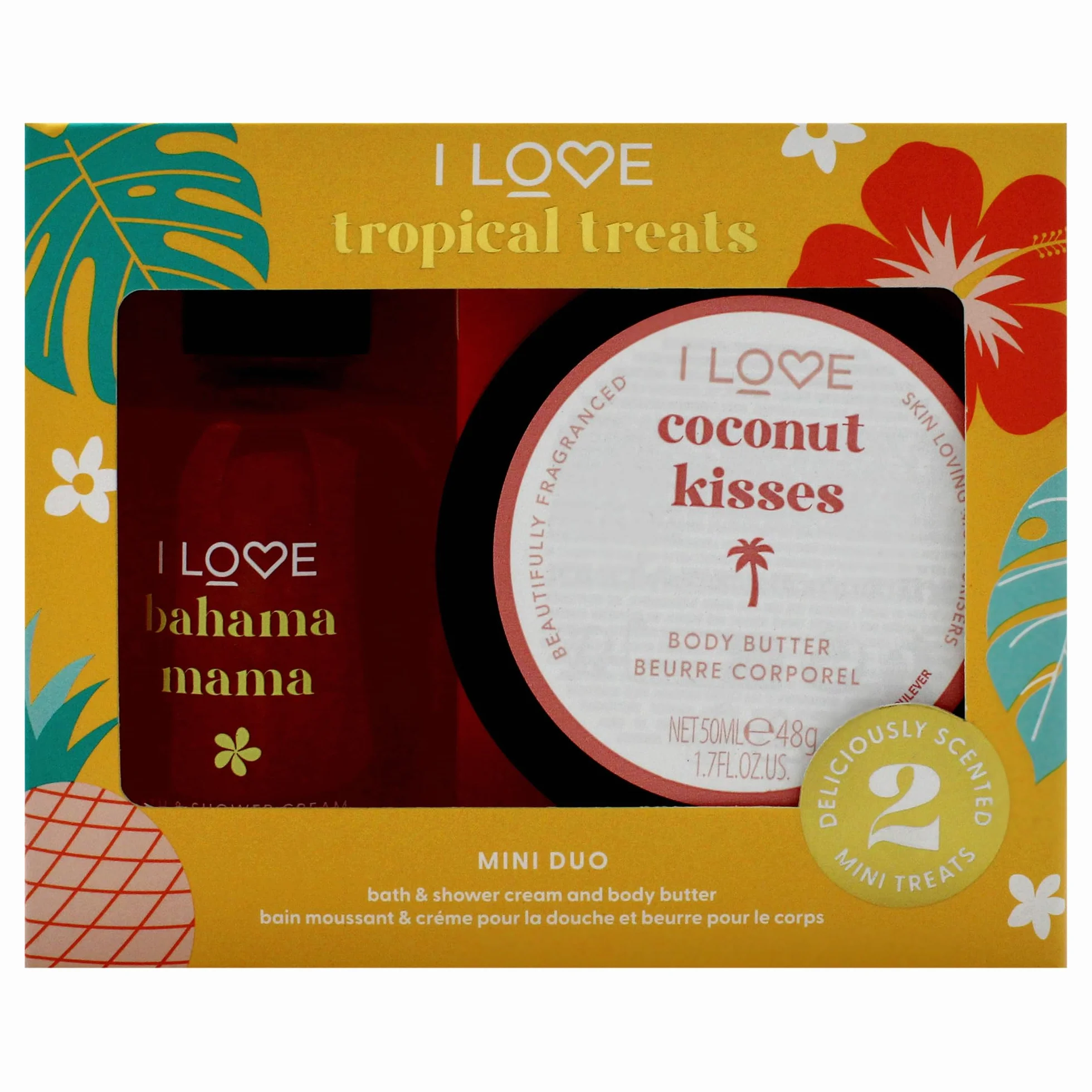 I Love Cosmetics Miniaturowe Tropical Treat Box 2 szt. Kąpiel i Krem Body Butter