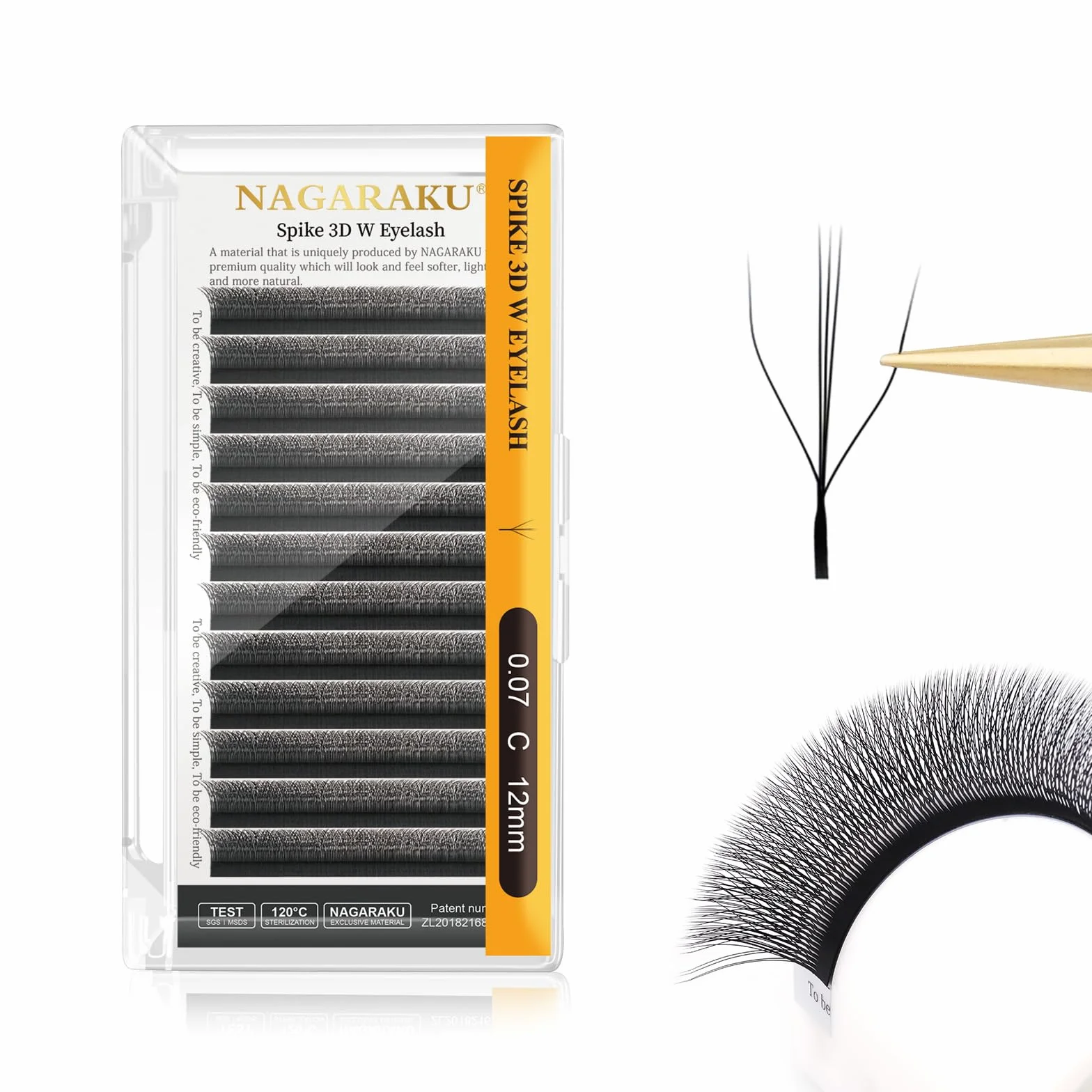 NAGARAKU Dwurdzeniowe Przedłużanie Rzęs 3D Klastrowe Długie Matowe 12 Rzędów Wentylatory Objętościowe Sztuczne Rzęsy 0,07mm D Curl 12mm