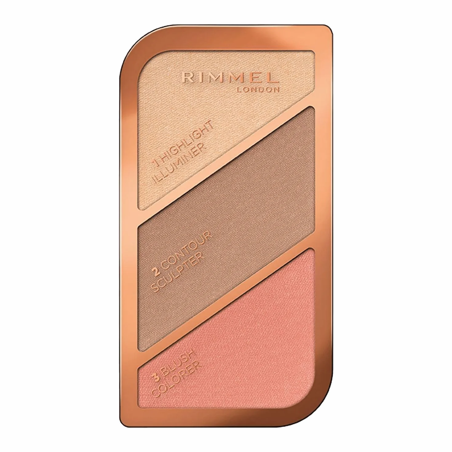 Rimmel rozświetlająca paletka do konturowania twarzy 3w1 nr 002 Coral Glow