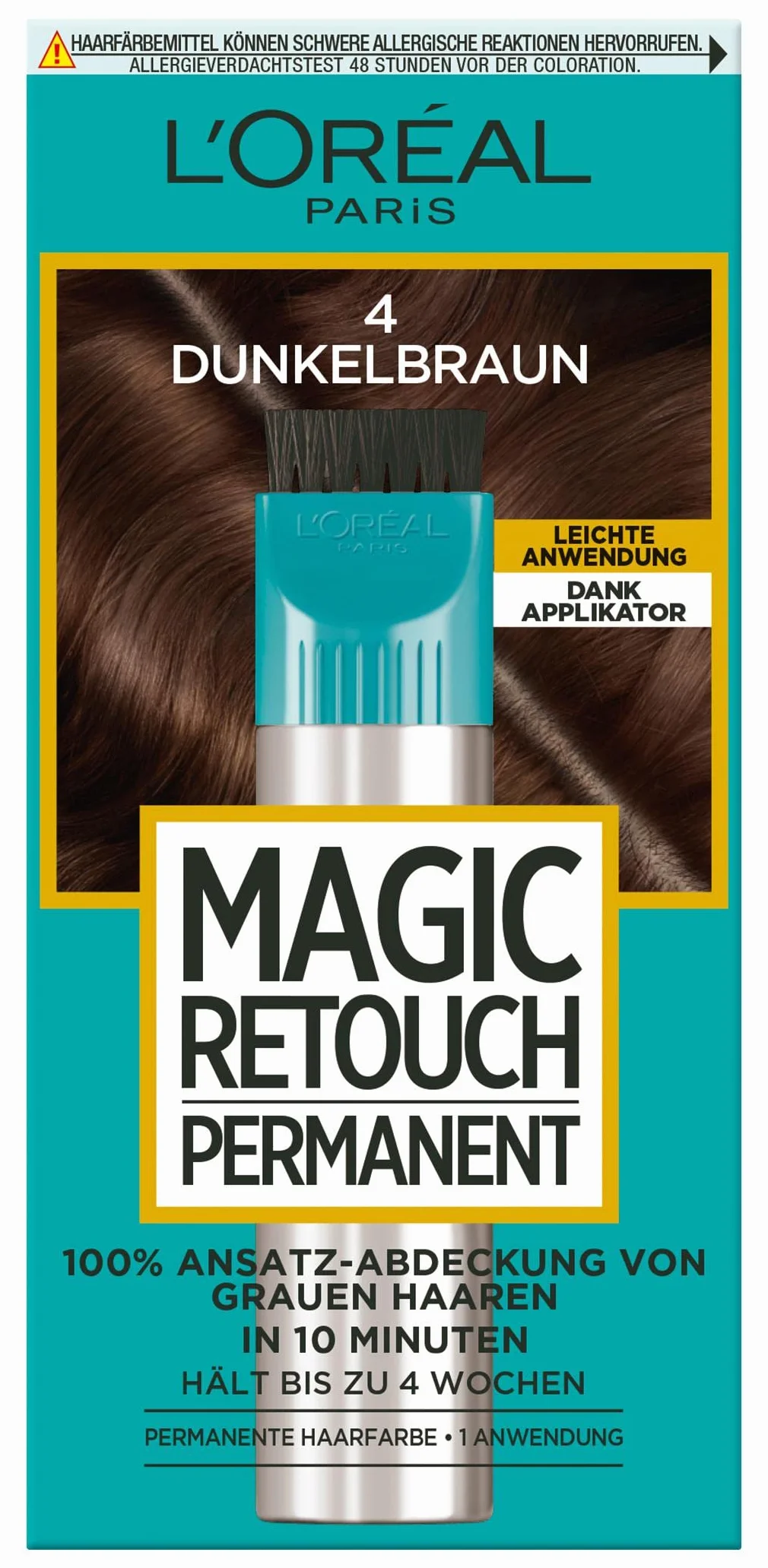 L’Oréal Paris Magic Retouch Permanent Farba do Włosów, Nr 4 Ciemnobrązowy, 95 g