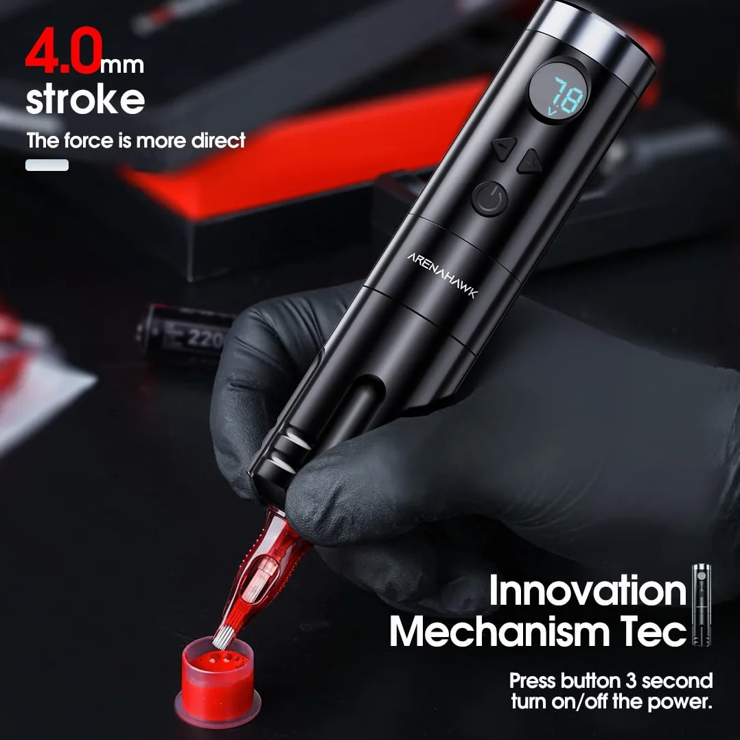 Wireless Tattoo Pen Maschine Set Rotary Battery with 2 Batteries 4mm