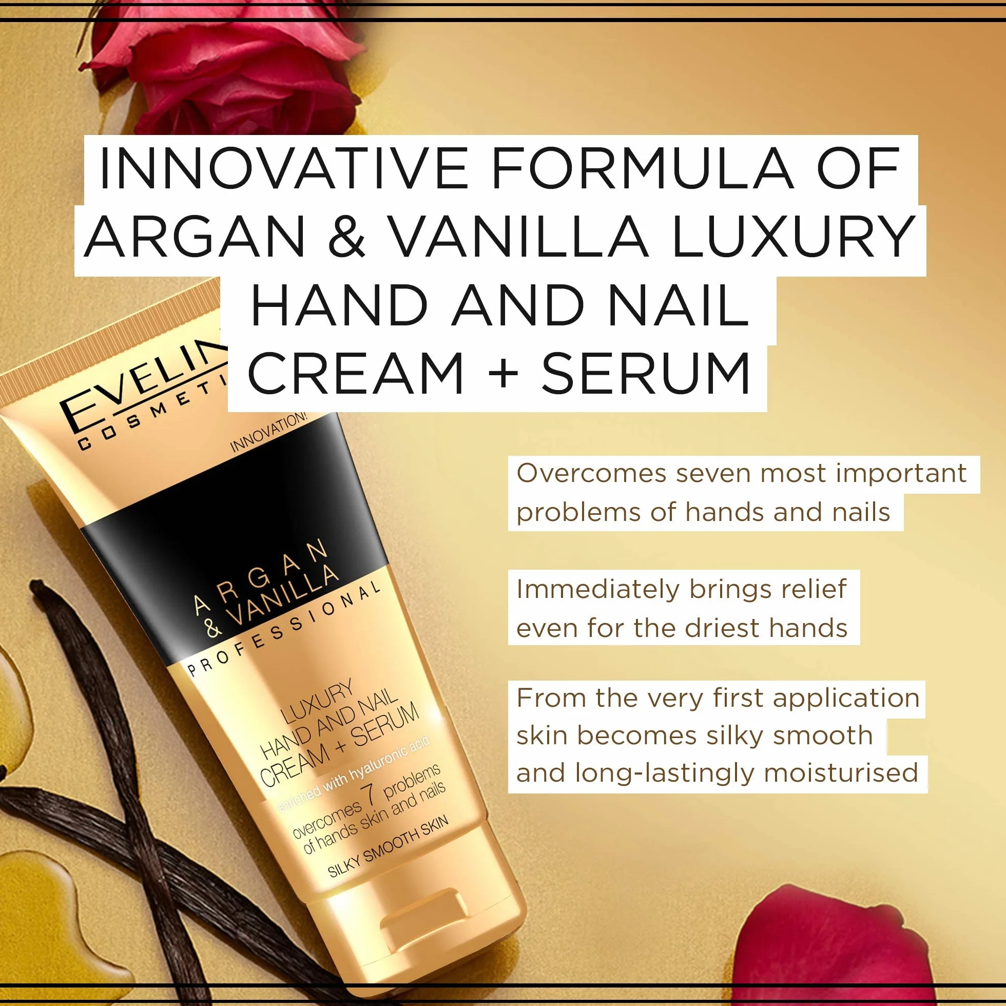 Eveline Cosmetics Argan&Vanilia Professional luksusowy krem-serum do rąk i paznokci, 100 ml