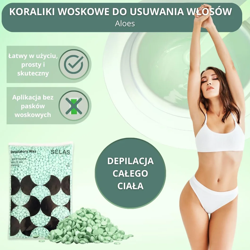 Kulki wosku do depilacji ALOE VERA 800 g do twarzy i ciała