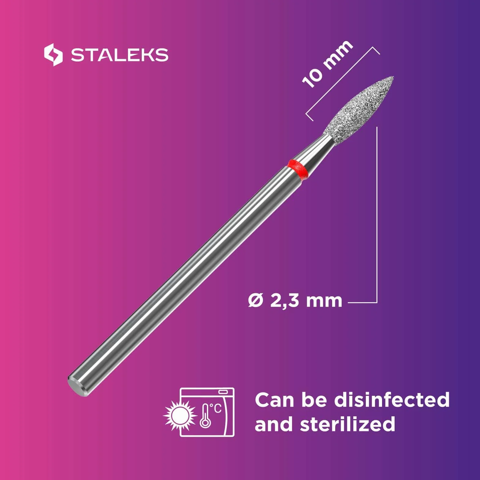 STALEKS PRO - Diamentowy bit – płomień (czerwony pierścień) I zestaw do frezów do paznokci I Bity do manicure i pedicure I Zestaw szlifierski do elektrycznych urządzeń szlifierskich I DRILL Bit