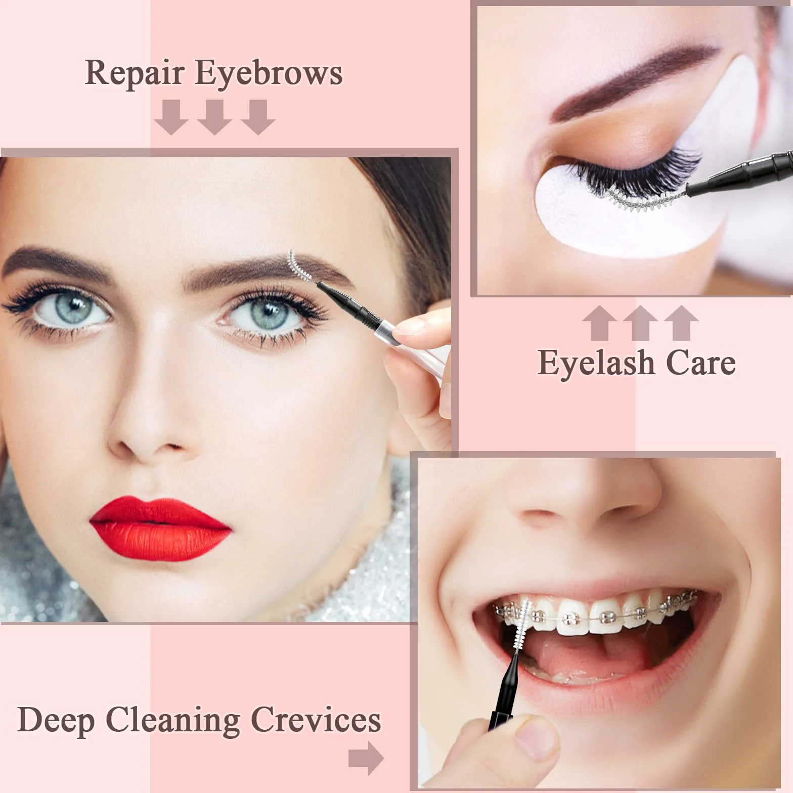 120Pcs Micro Eyebrow Brush with Cap Brow Lamination Spoolies for Eyebrow Eyelash Lash Lift and Tint Tools