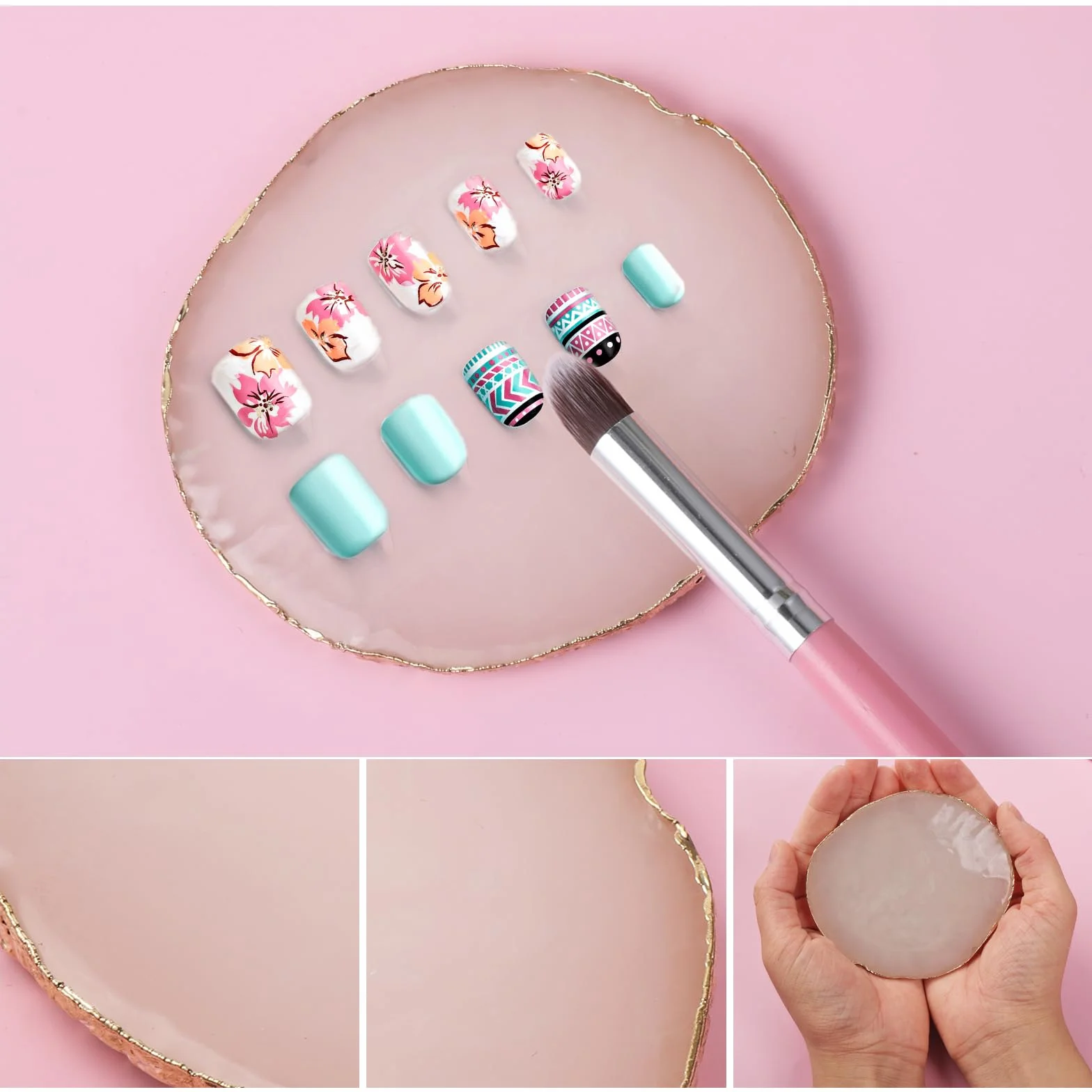 Ouligay Paleta do manicure z żywicy syntetycznej zestaw do malowania paznokci biała