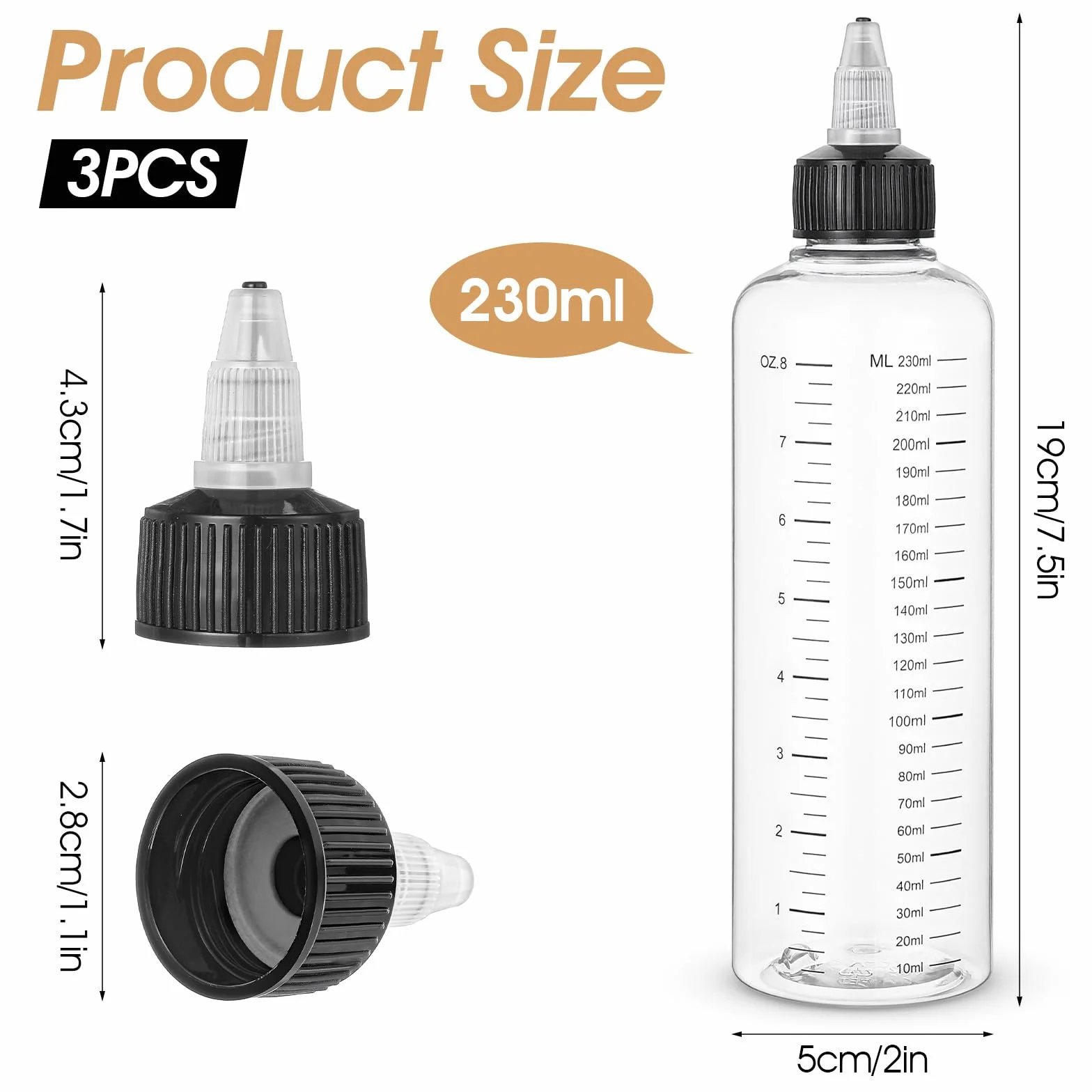 Buteleczka ściskana 230ml olejek do włosów aplikator do skóry głowy