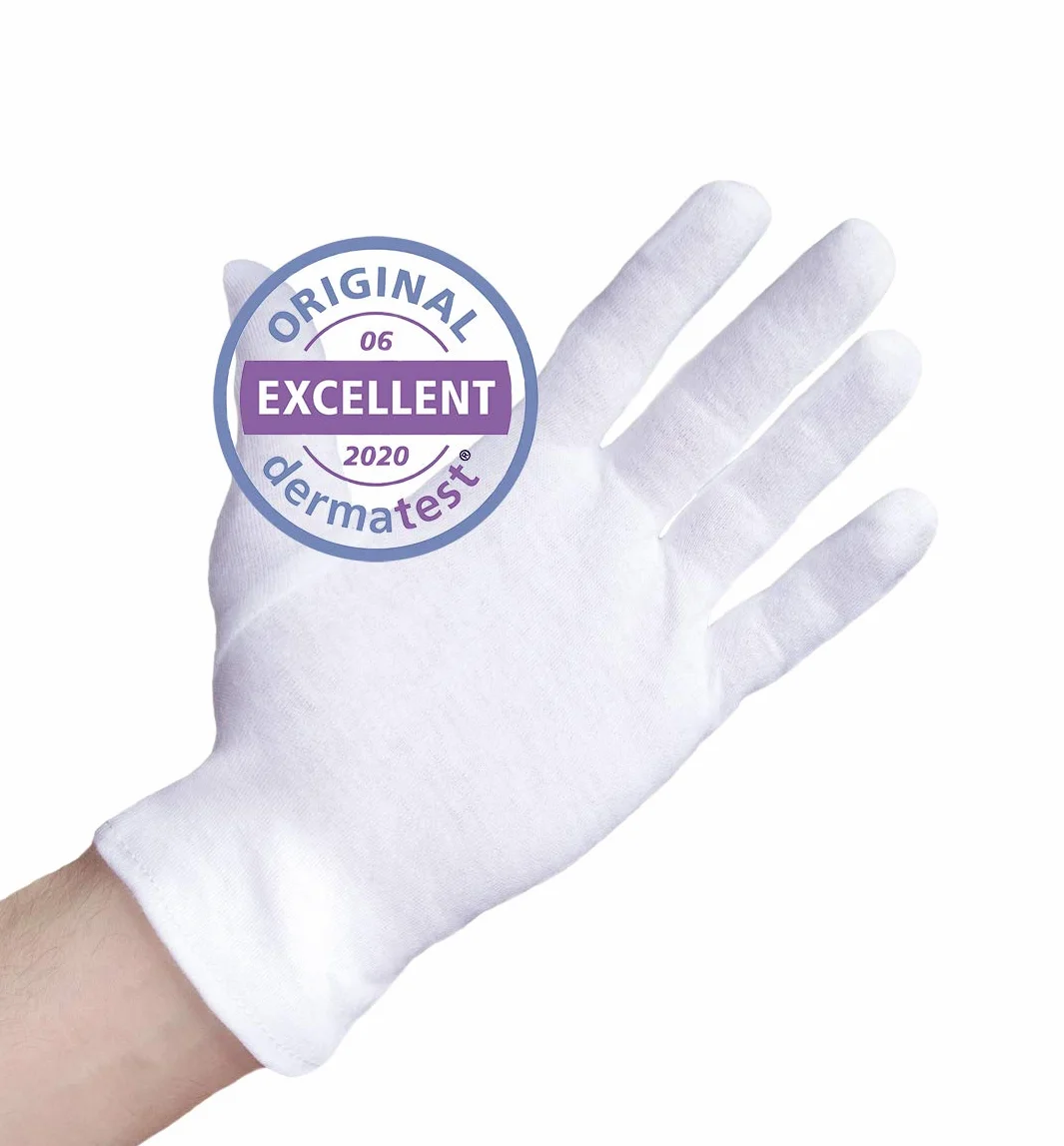 Rękawiczki bawełniane Dermatest Excellent certyfikowane nawilżające z tkaniny 3 sztuki