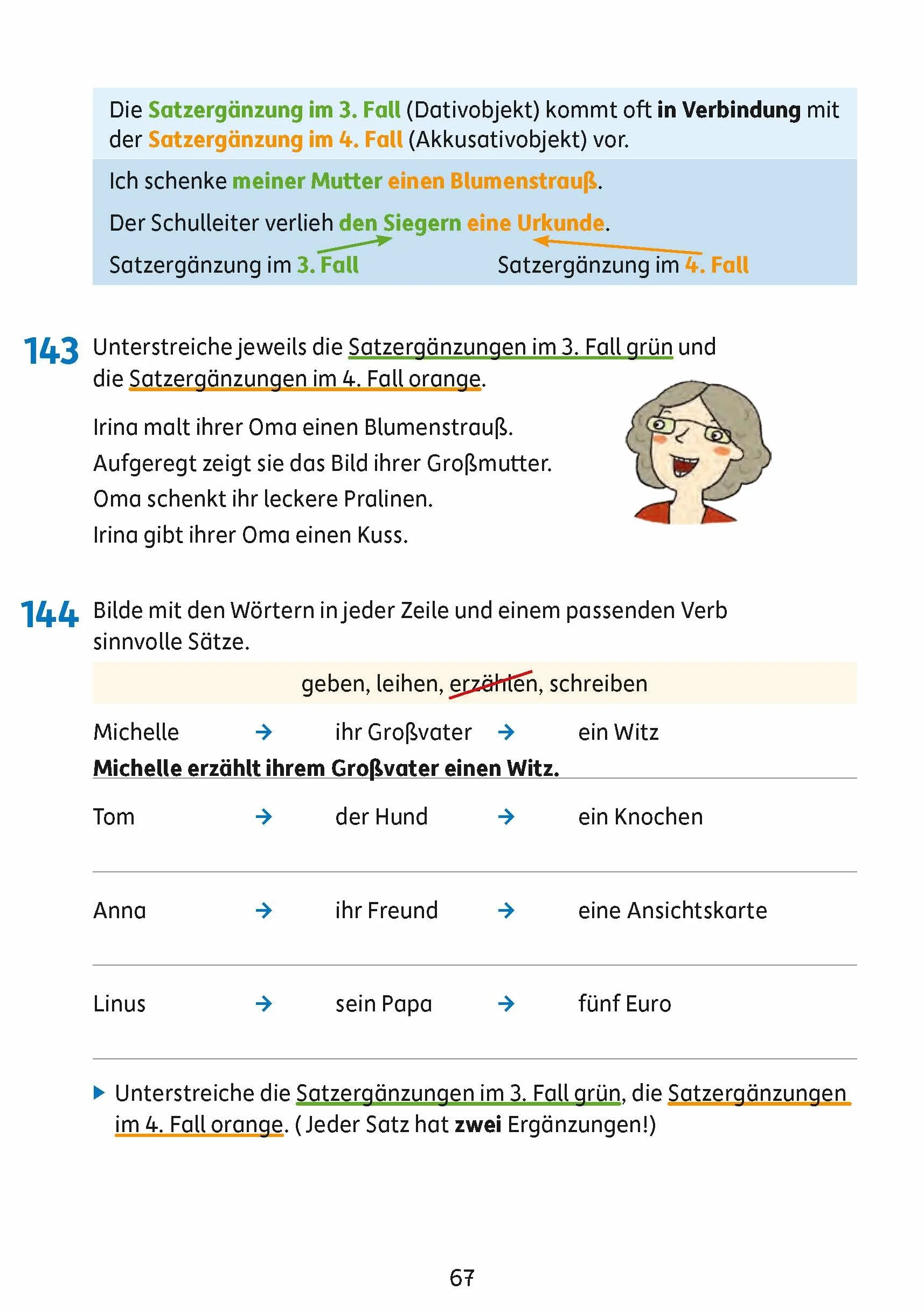 Grammatik 4. Klasse: Einfache Wortarten und Satzglieder (Sprachbetrachtung), Übungsprogramm mit Lösungen für die 4. Klasse (Vorbereitung für den Übertritt an weiterführende Schulen): 214