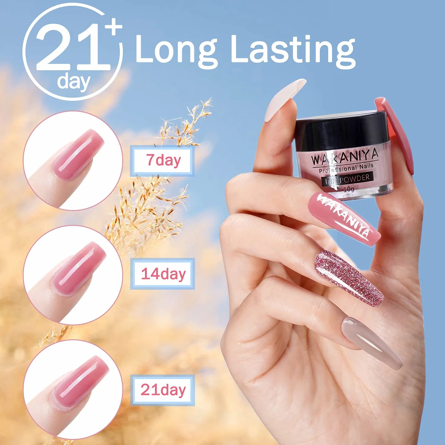 Zestaw do dippingu proszkowego, 8 kolorów Nude Grey Dip Powder Nail Kit Starter with Top Base Coat Activator & Manicure Tools, Dip Powder Nail Kit for French DIY Home Nail System
