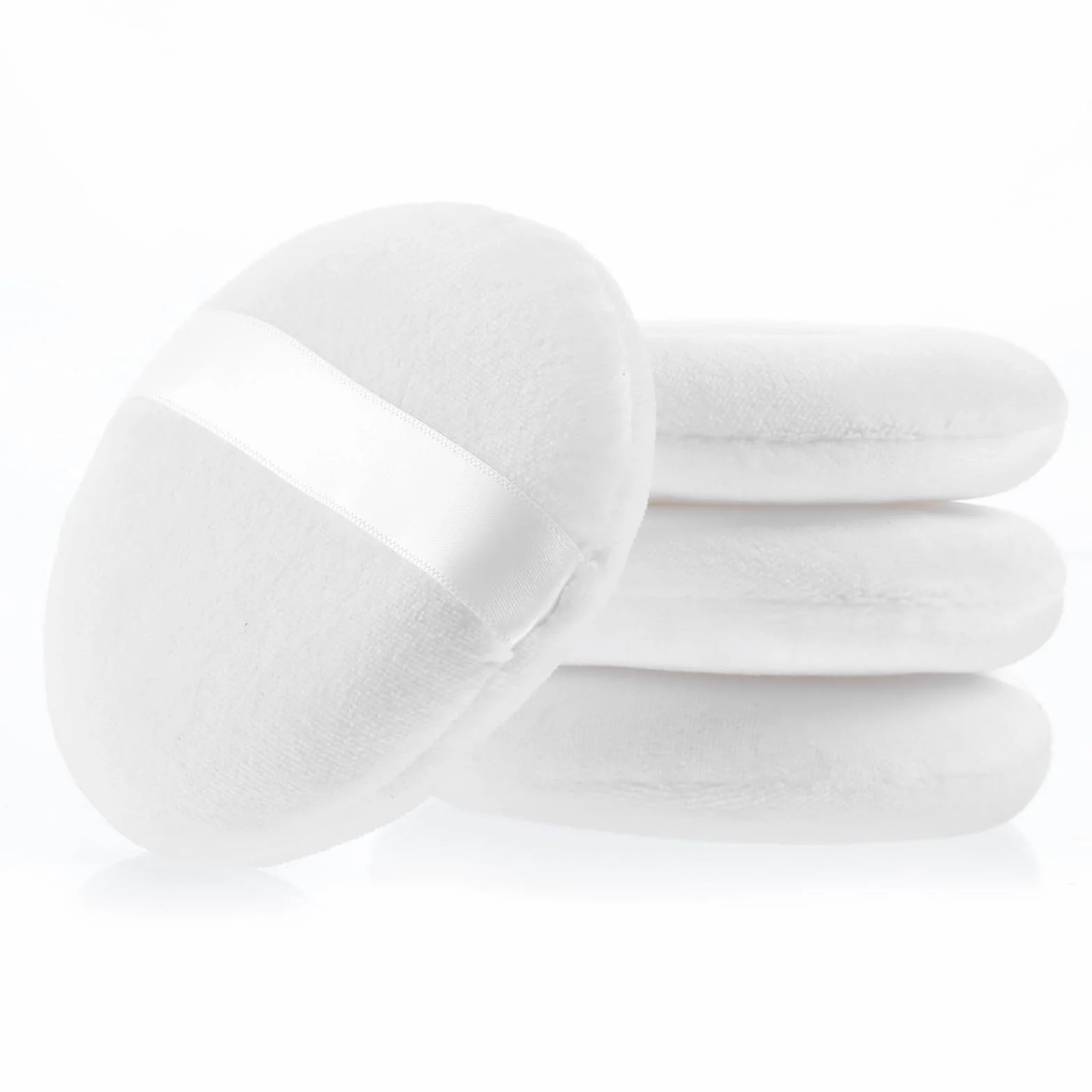 Tucnoeu 4 sztuki, 10 cm, bardzo miękkie, nadają się do prania, duży puder, wielokrotnego użytku, nadają się do prania, okrągły pudrowy puder, puder do ciała (białe)