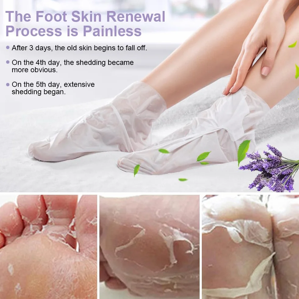 ACWOO Maska do stóp, 4 pary masek na odciski, skarpetki do usuwania odcisków, skarpetki przeciw odciskom, maska peelingująca do stóp, maska na miękkie stopy, skuteczna pielęgnacja stóp